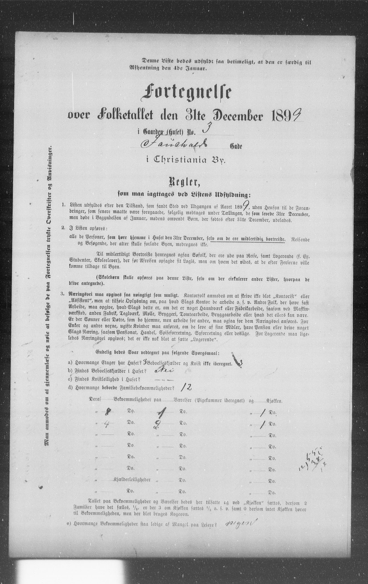 OBA, Municipal Census 1899 for Kristiania, 1899, p. 3162