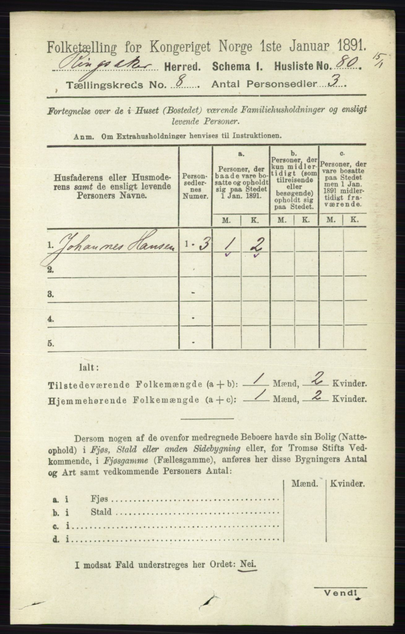 RA, 1891 census for 0412 Ringsaker, 1891, p. 4455