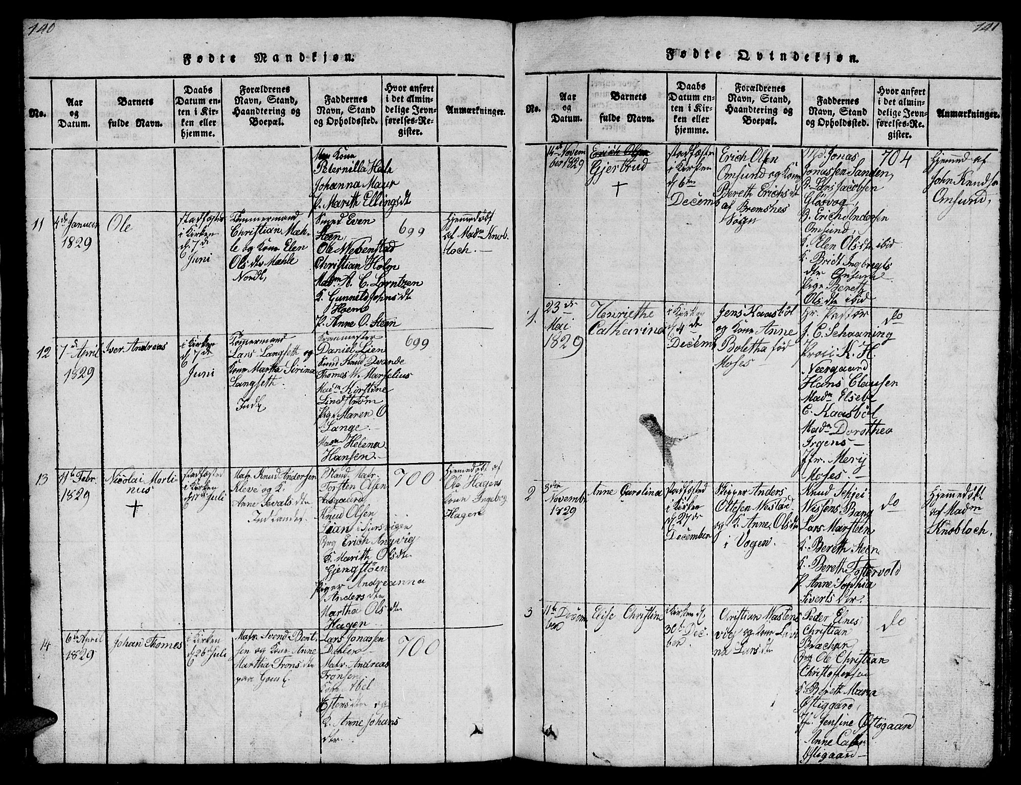 Ministerialprotokoller, klokkerbøker og fødselsregistre - Møre og Romsdal, SAT/A-1454/572/L0856: Parish register (copy) no. 572C01, 1819-1832, p. 140-141