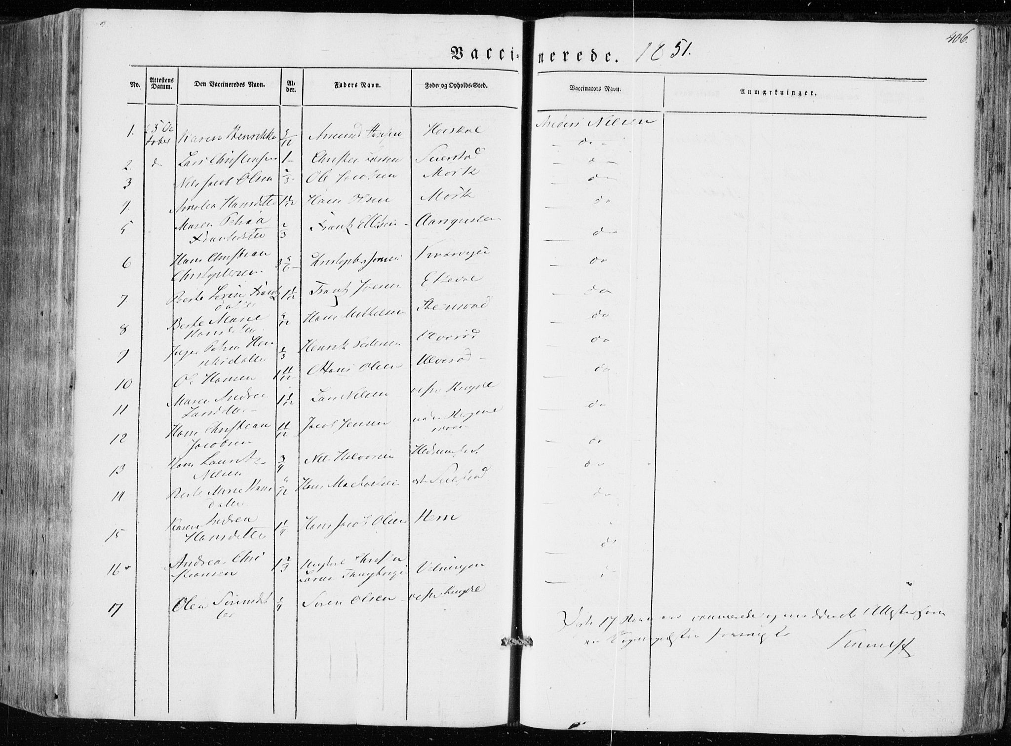 Hedrum kirkebøker, AV/SAKO-A-344/F/Fa/L0006: Parish register (official) no. I 6, 1849-1857, p. 406