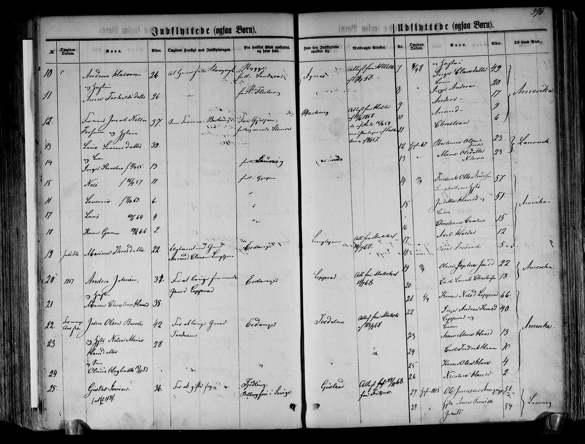 Brunlanes kirkebøker, AV/SAKO-A-342/F/Fa/L0005: Parish register (official) no. I 5, 1862-1877, p. 396