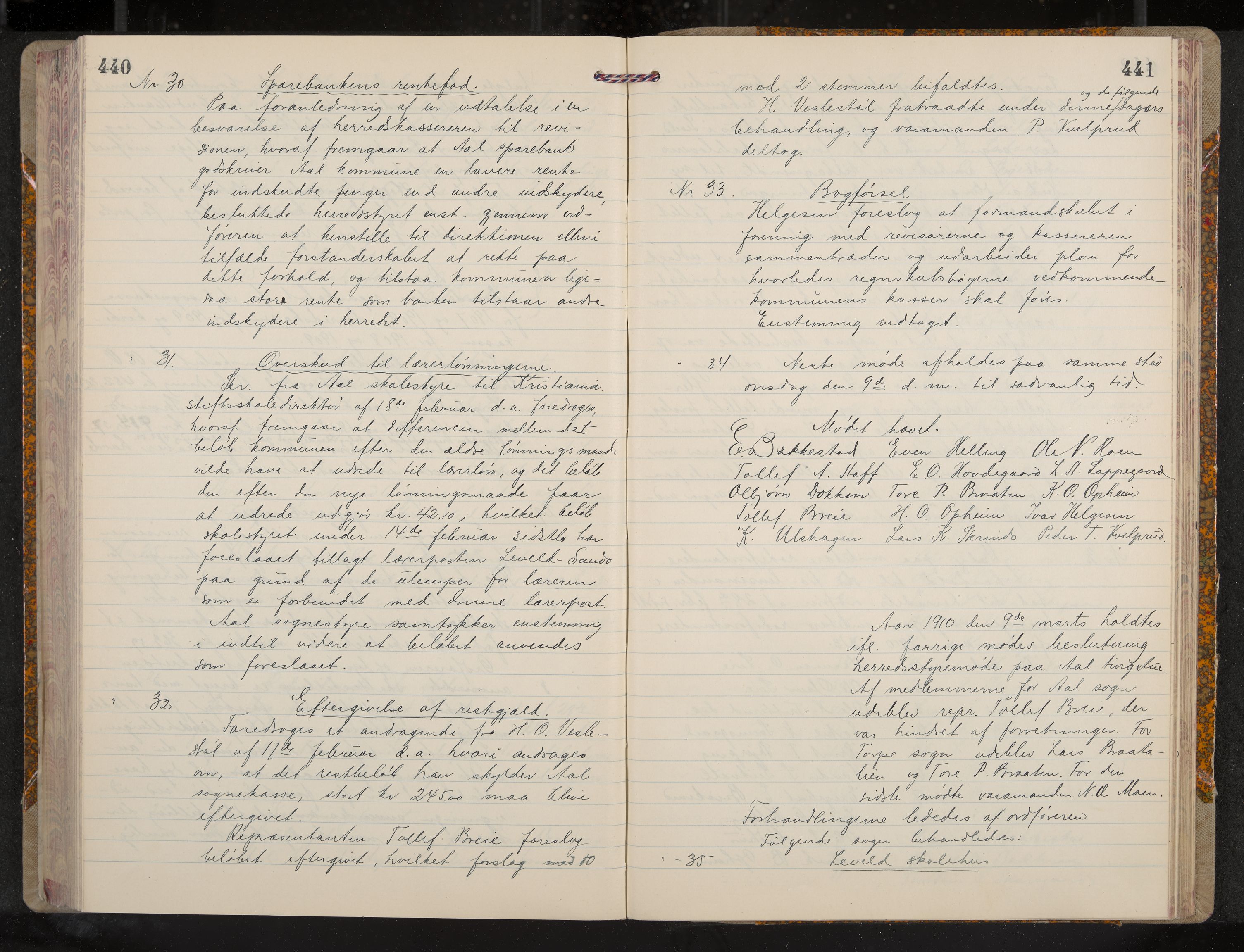 Ål formannskap og sentraladministrasjon, IKAK/0619021/A/Aa/L0005: Utskrift av møtebok, 1902-1910, p. 440-441