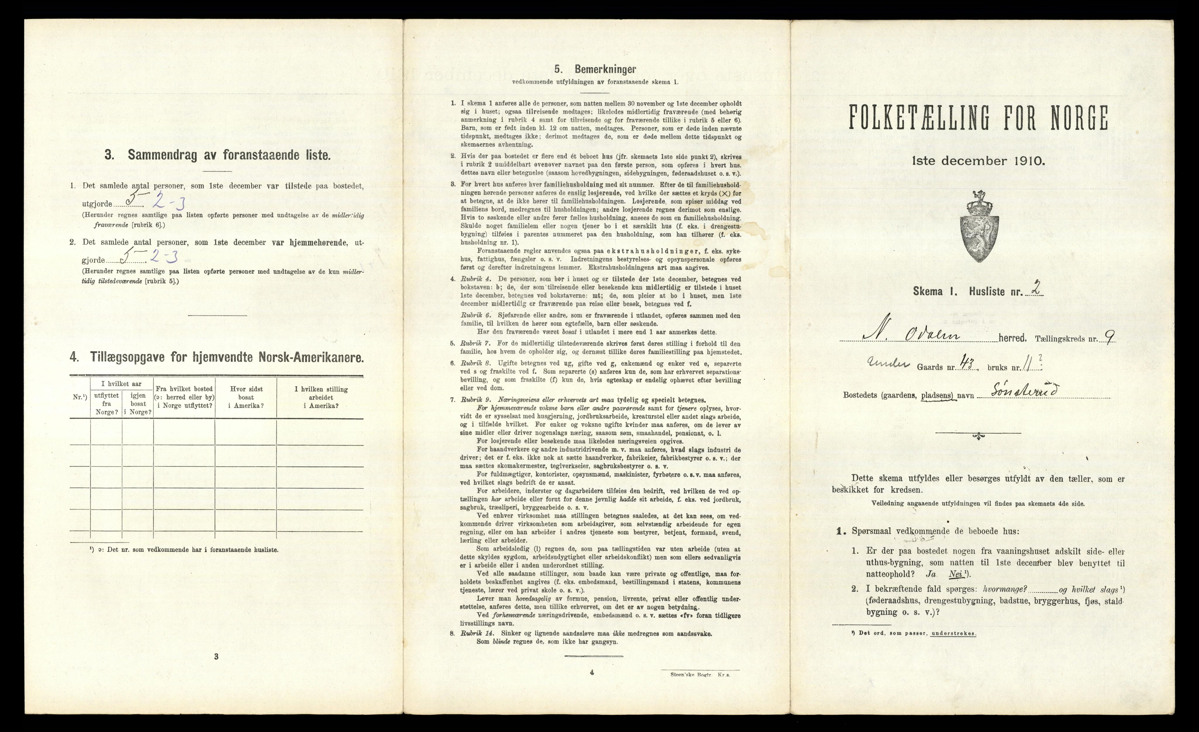 RA, 1910 census for Nord-Odal, 1910, p. 993