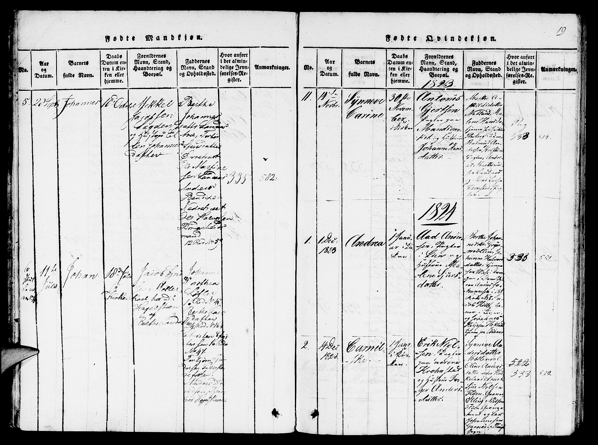 St. Jørgens hospital og Årstad sokneprestembete, AV/SAB-A-99934: Parish register (copy) no. A 1, 1816-1843, p. 19