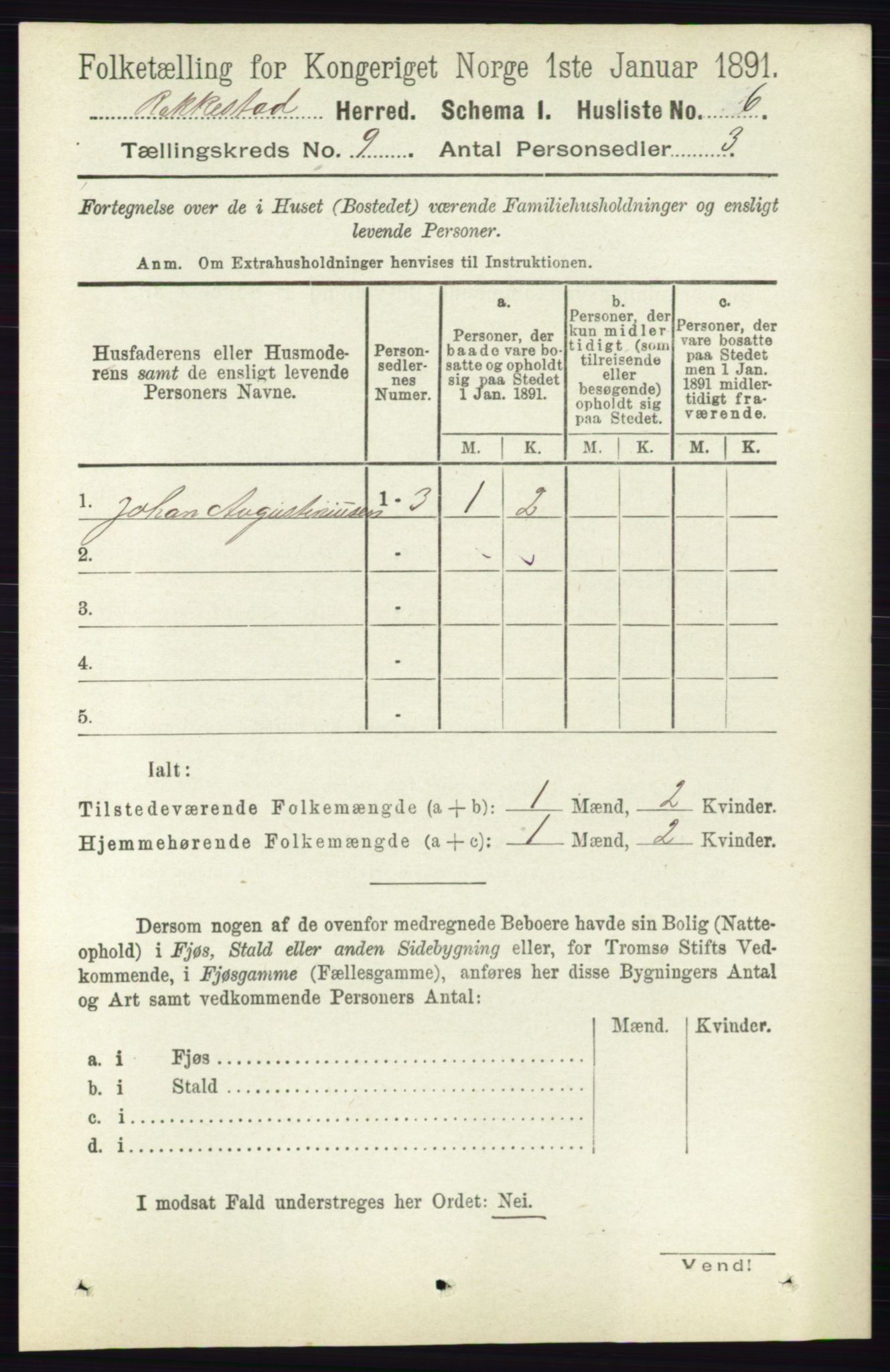 RA, 1891 census for 0128 Rakkestad, 1891, p. 4052