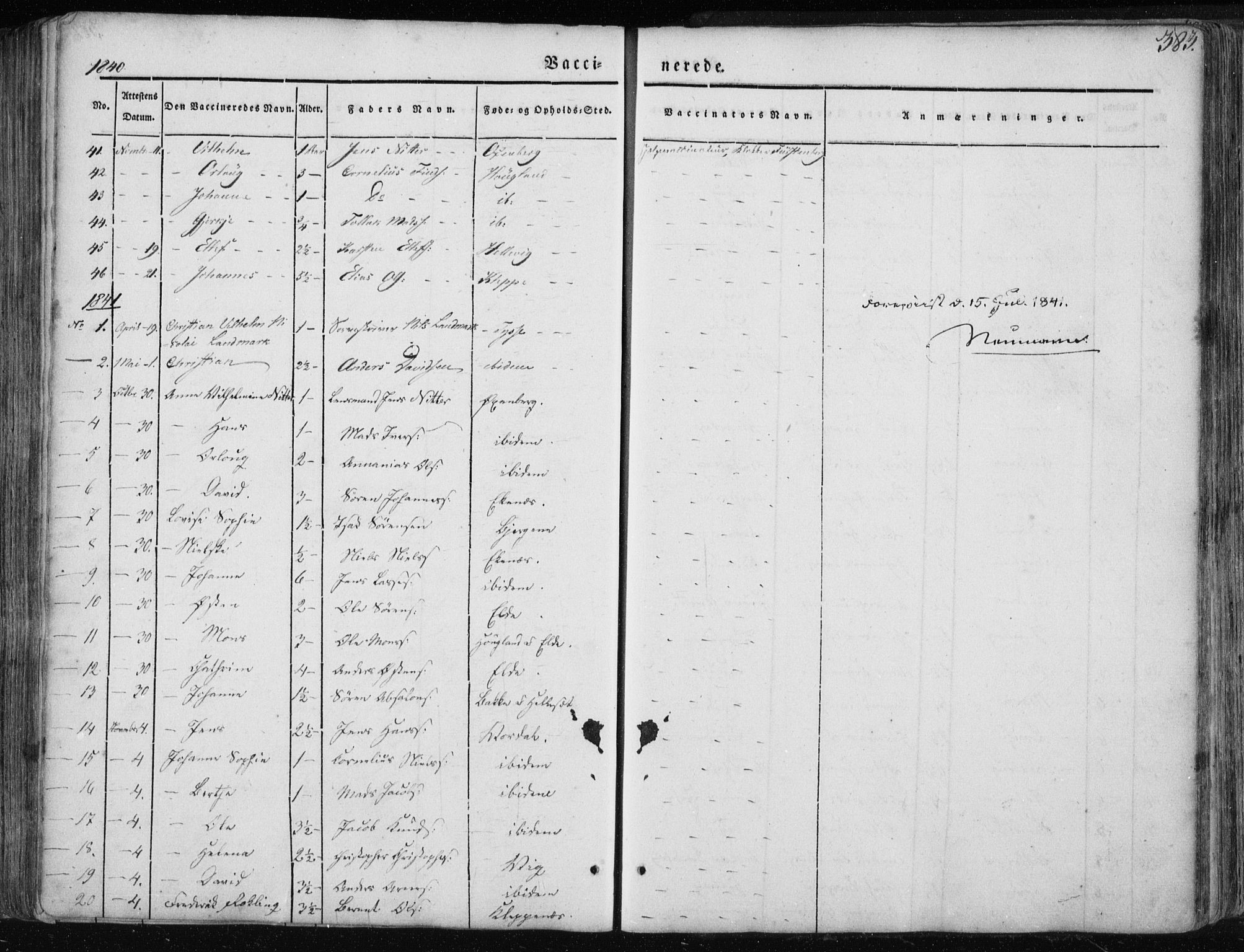 Fjaler sokneprestembete, AV/SAB-A-79801/H/Haa/Haaa/L0006: Parish register (official) no. A 6, 1835-1884, p. 383