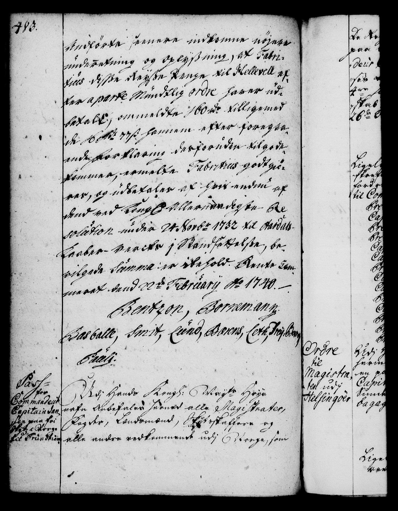 Rentekammeret, Kammerkanselliet, AV/RA-EA-3111/G/Gg/Gga/L0004: Norsk ekspedisjonsprotokoll med register (merket RK 53.4), 1734-1741, p. 483