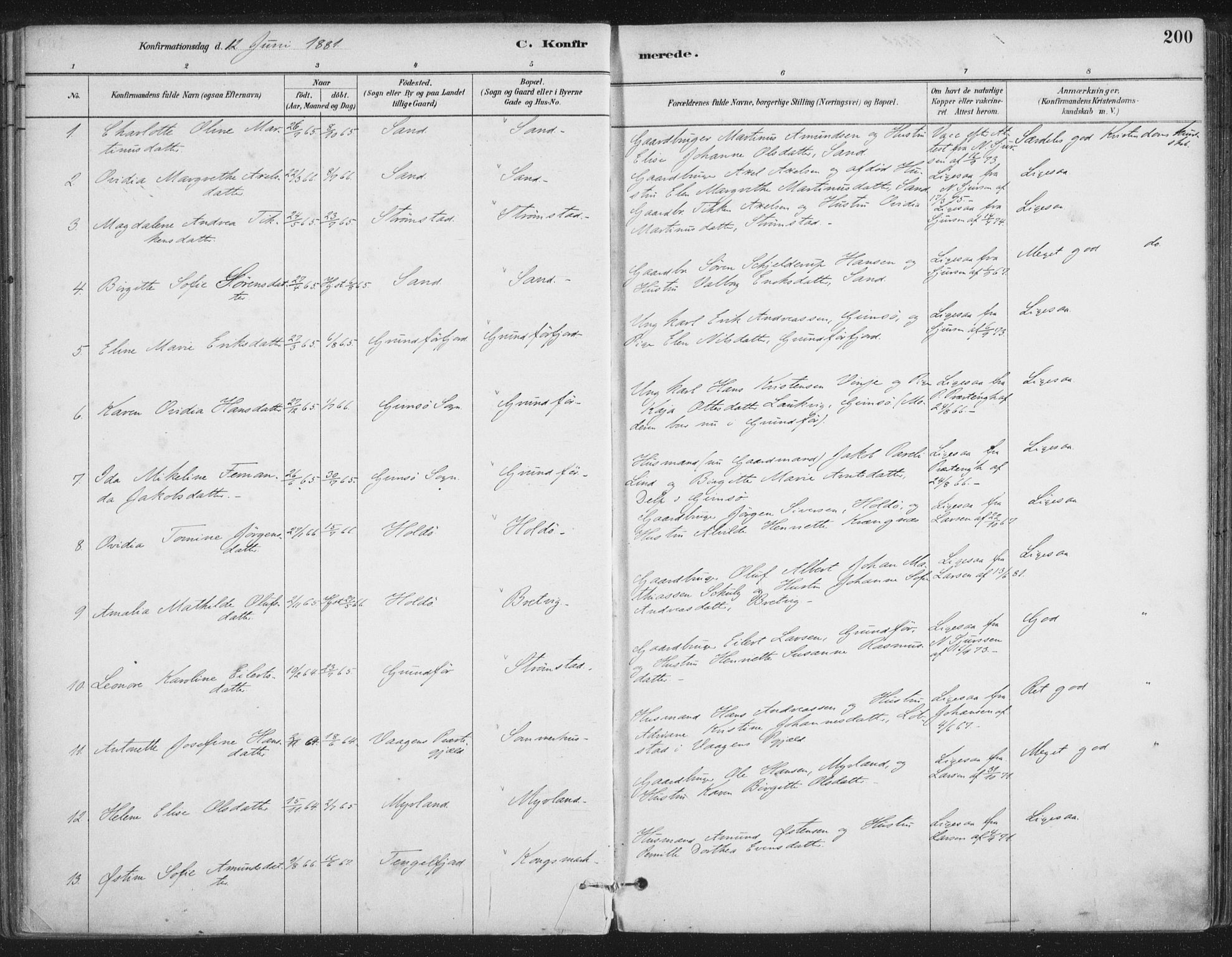 Ministerialprotokoller, klokkerbøker og fødselsregistre - Nordland, SAT/A-1459/888/L1244: Parish register (official) no. 888A10, 1880-1890, p. 200