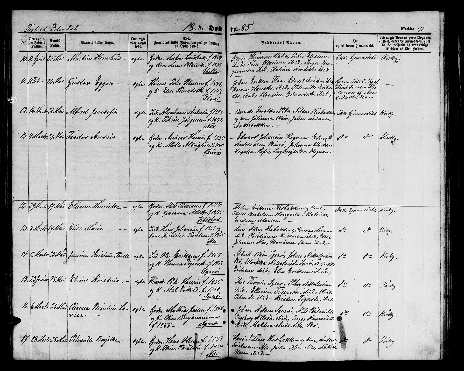 Ministerialprotokoller, klokkerbøker og fødselsregistre - Nordland, AV/SAT-A-1459/816/L0252: Parish register (copy) no. 816C02, 1871-1885, p. 91