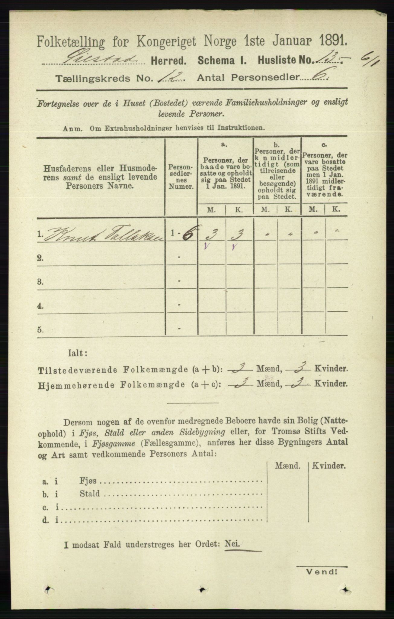 RA, 1891 census for 0920 Øyestad, 1891, p. 5376