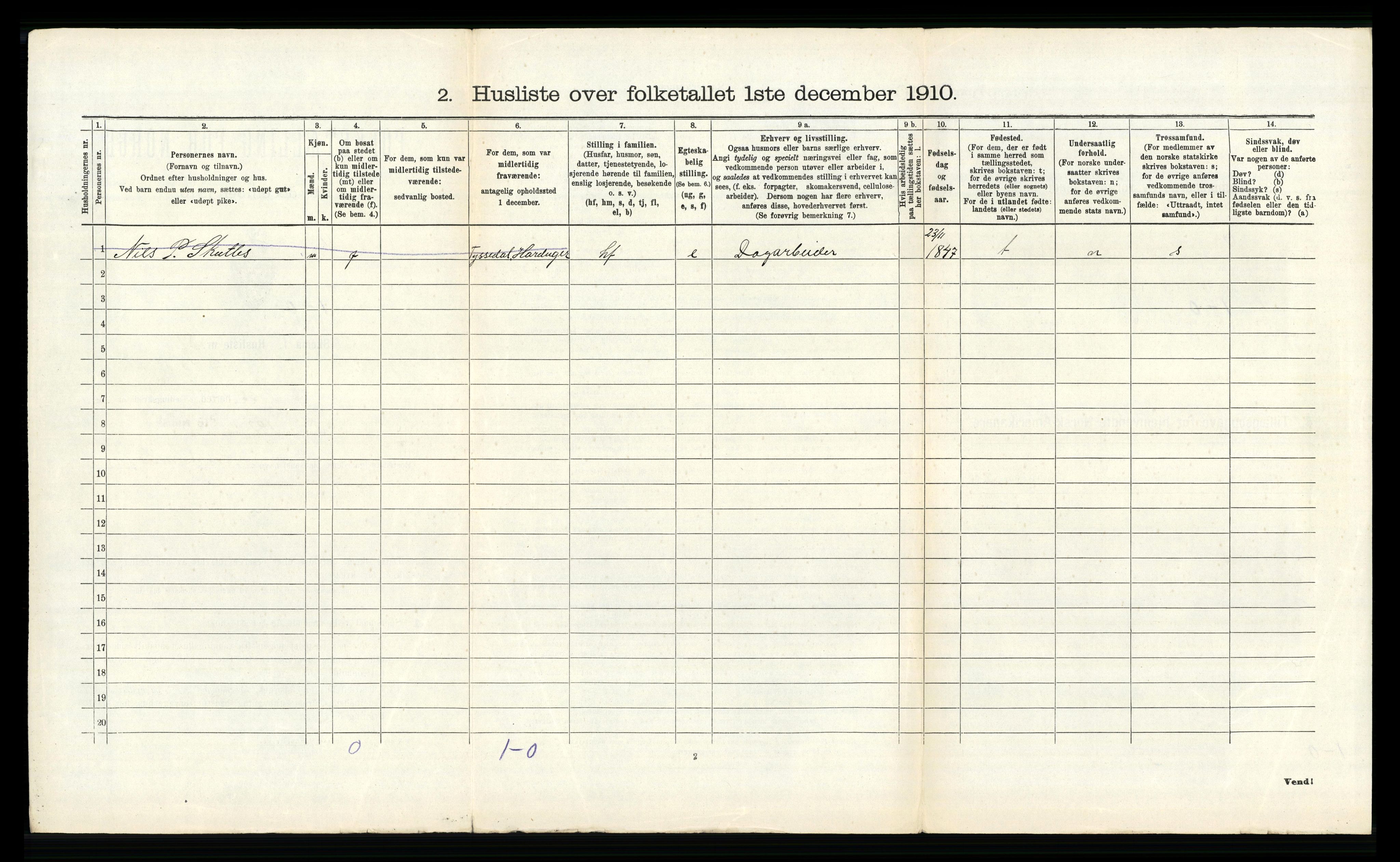 RA, 1910 census for Voss, 1910, p. 2127