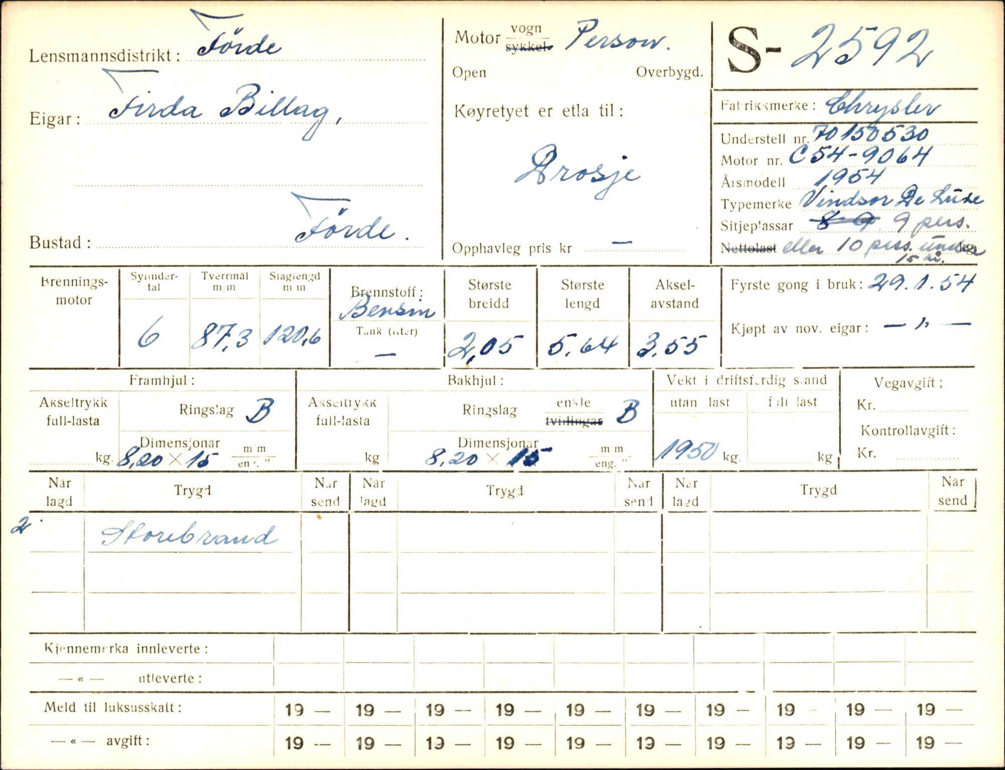 Statens vegvesen, Sogn og Fjordane vegkontor, AV/SAB-A-5301/4/F/L0004: Registerkort utmeldte Fjordane S2500-2700, S7200-7899, 1930-1961, p. 141