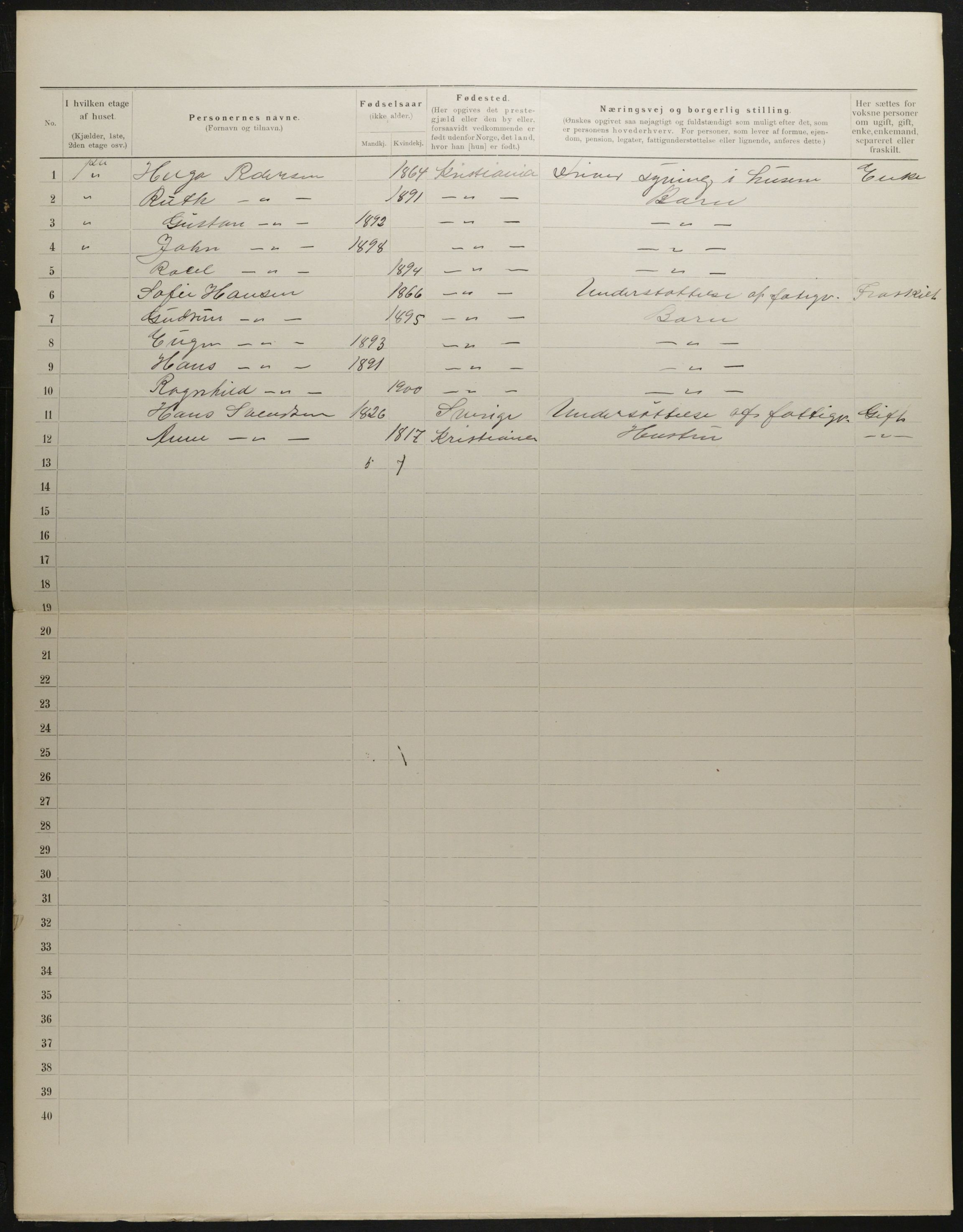 OBA, Municipal Census 1901 for Kristiania, 1901, p. 2834