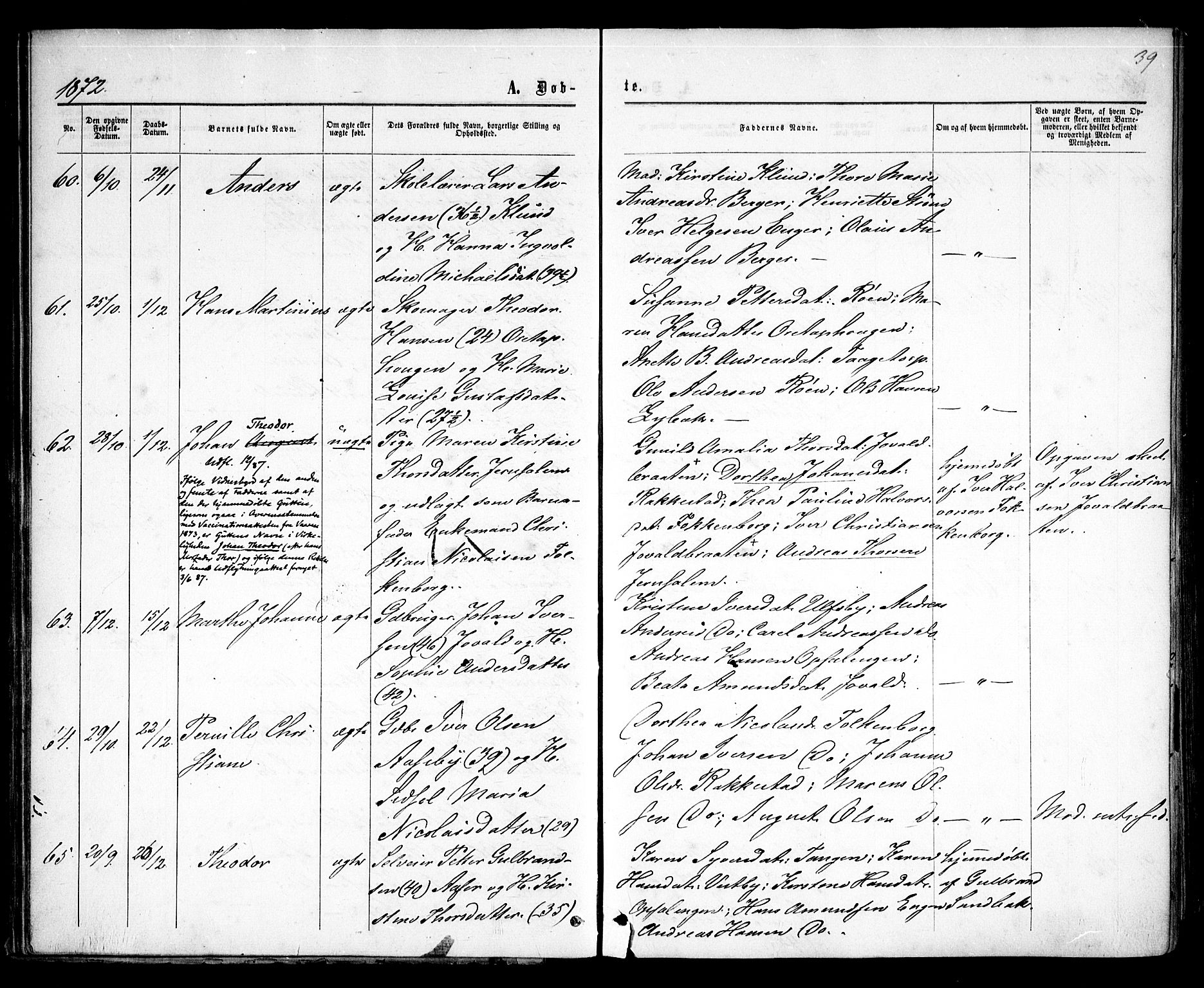 Rødenes prestekontor Kirkebøker, AV/SAO-A-2005/F/Fa/L0008: Parish register (official) no. I 8, 1869-1879, p. 39