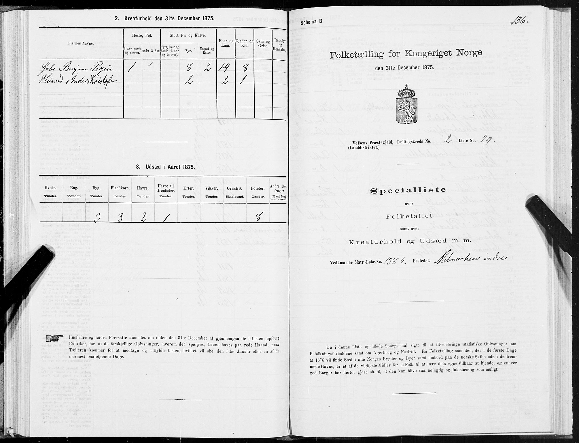 SAT, 1875 census for 1824L Vefsn/Vefsn, 1875, p. 1136