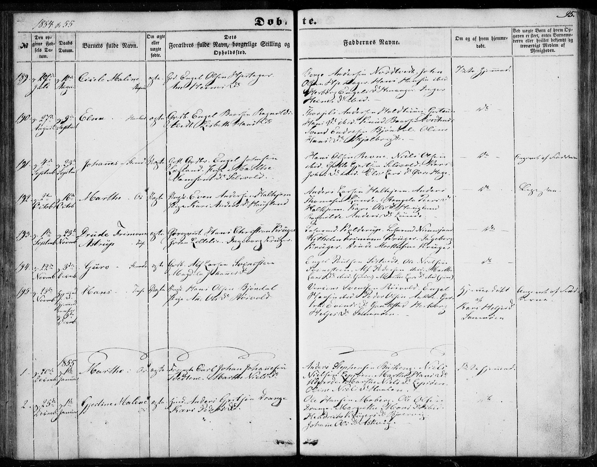 Os sokneprestembete, SAB/A-99929: Parish register (official) no. A 16, 1851-1859, p. 95