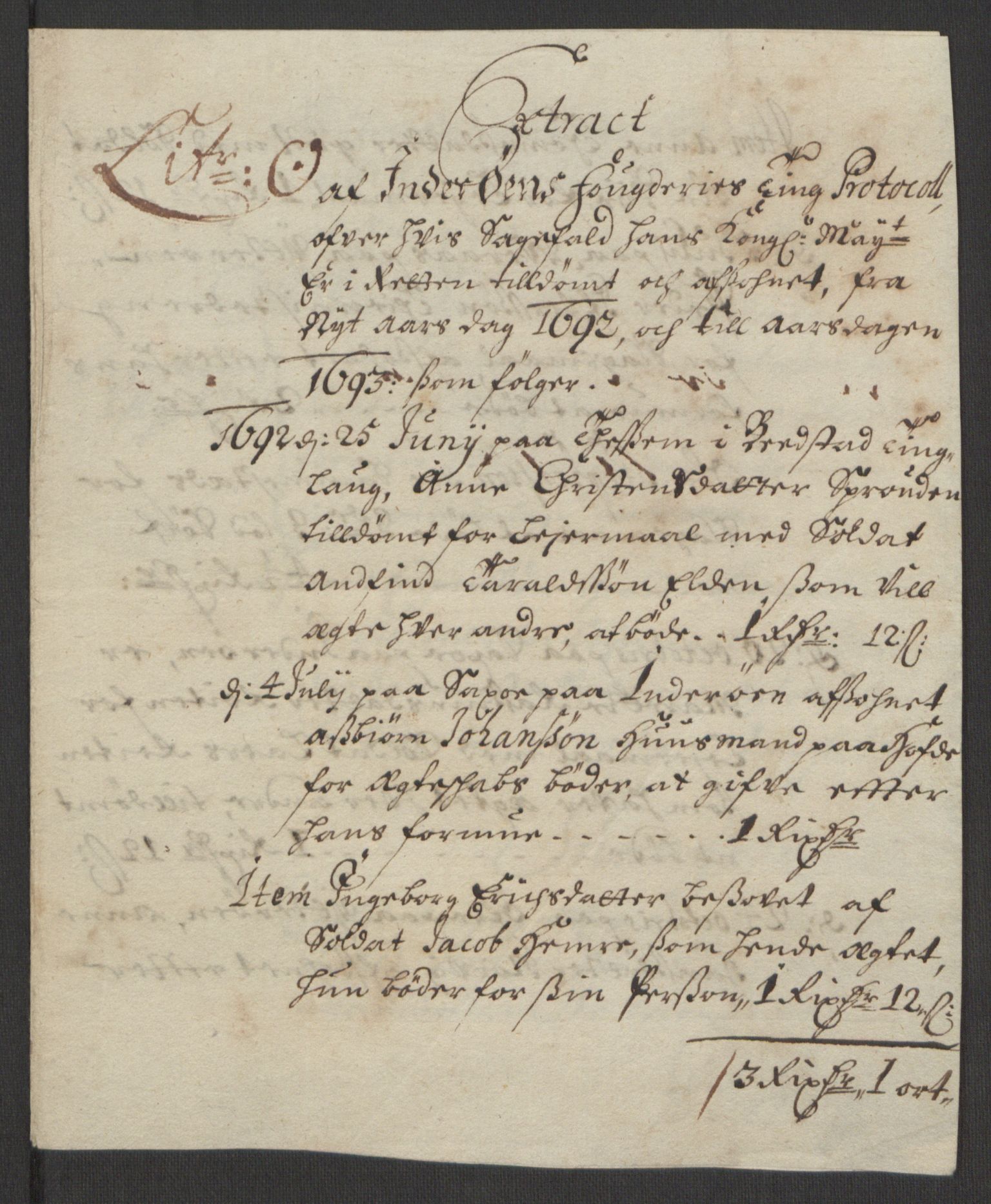Rentekammeret inntil 1814, Reviderte regnskaper, Fogderegnskap, RA/EA-4092/R63/L4308: Fogderegnskap Inderøy, 1692-1694, p. 197