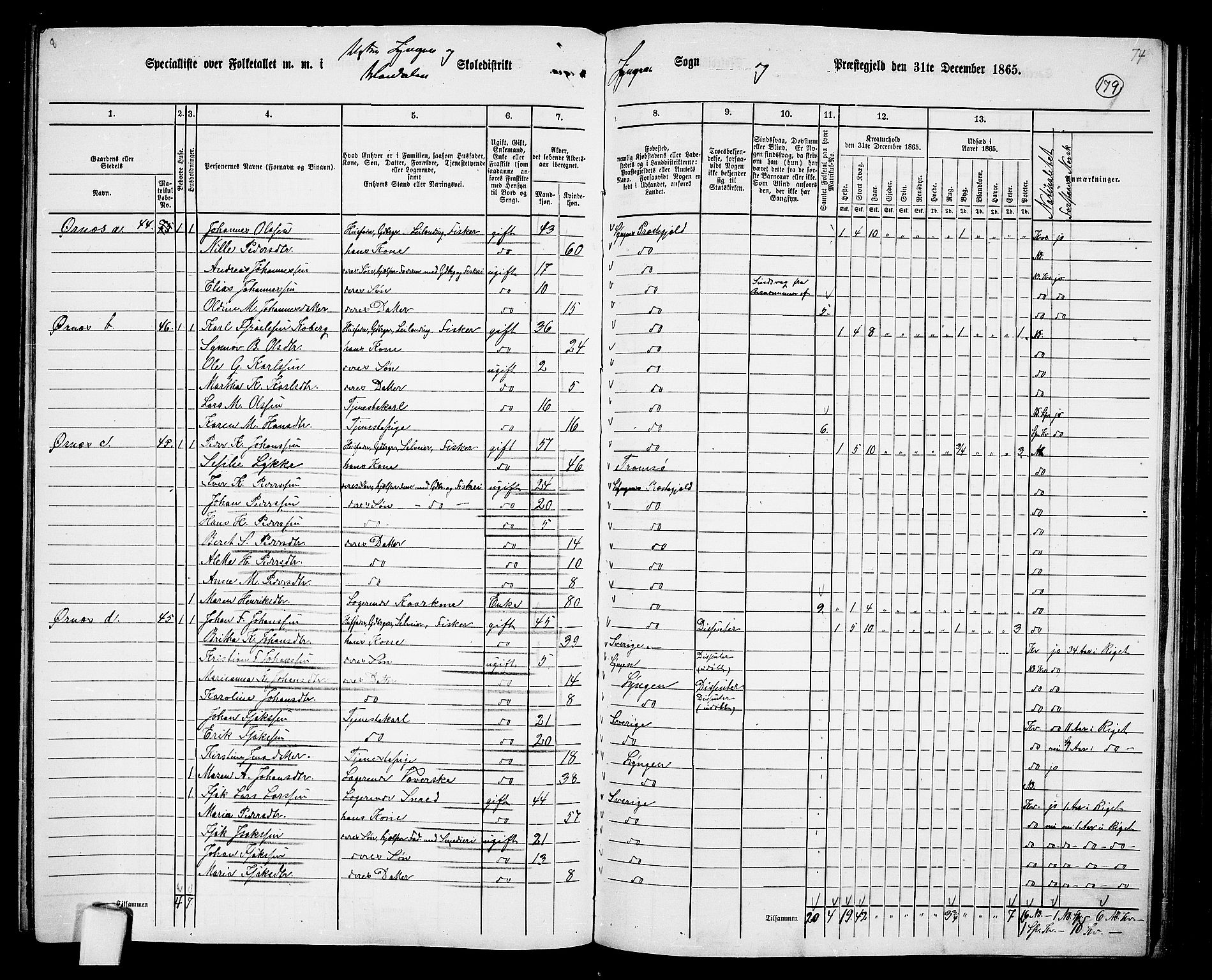 RA, 1865 census for Lyngen, 1865, p. 14