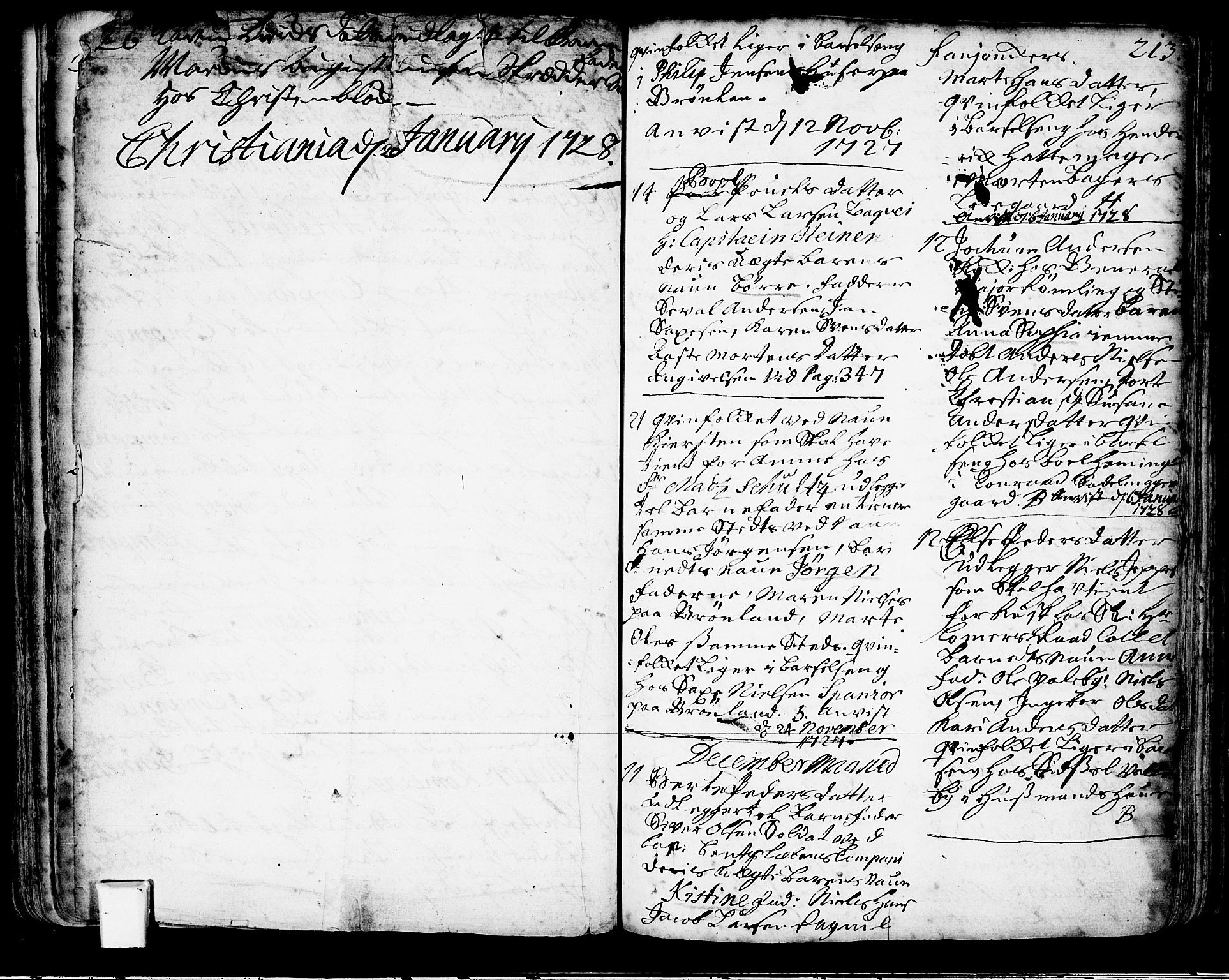 Oslo domkirke Kirkebøker, SAO/A-10752/F/Fa/L0002: Parish register (official) no. 2, 1705-1730, p. 213b