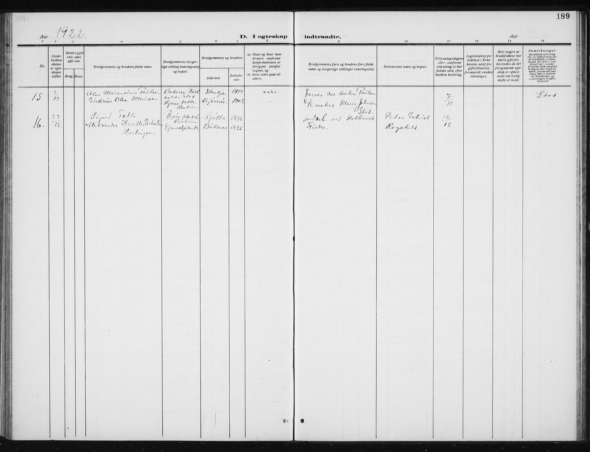 Ministerialprotokoller, klokkerbøker og fødselsregistre - Sør-Trøndelag, SAT/A-1456/606/L0314: Parish register (copy) no. 606C10, 1911-1937, p. 189
