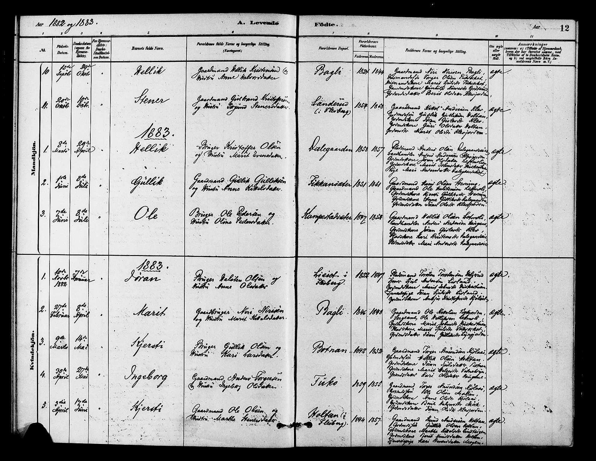 Flesberg kirkebøker, AV/SAKO-A-18/F/Fc/L0001: Parish register (official) no. III 1, 1879-1905, p. 12