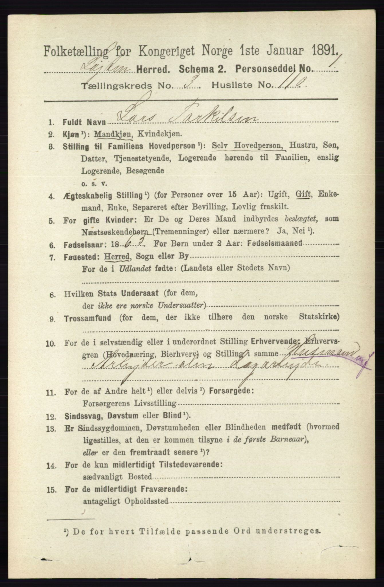 RA, 1891 census for 0415 Løten, 1891, p. 2659