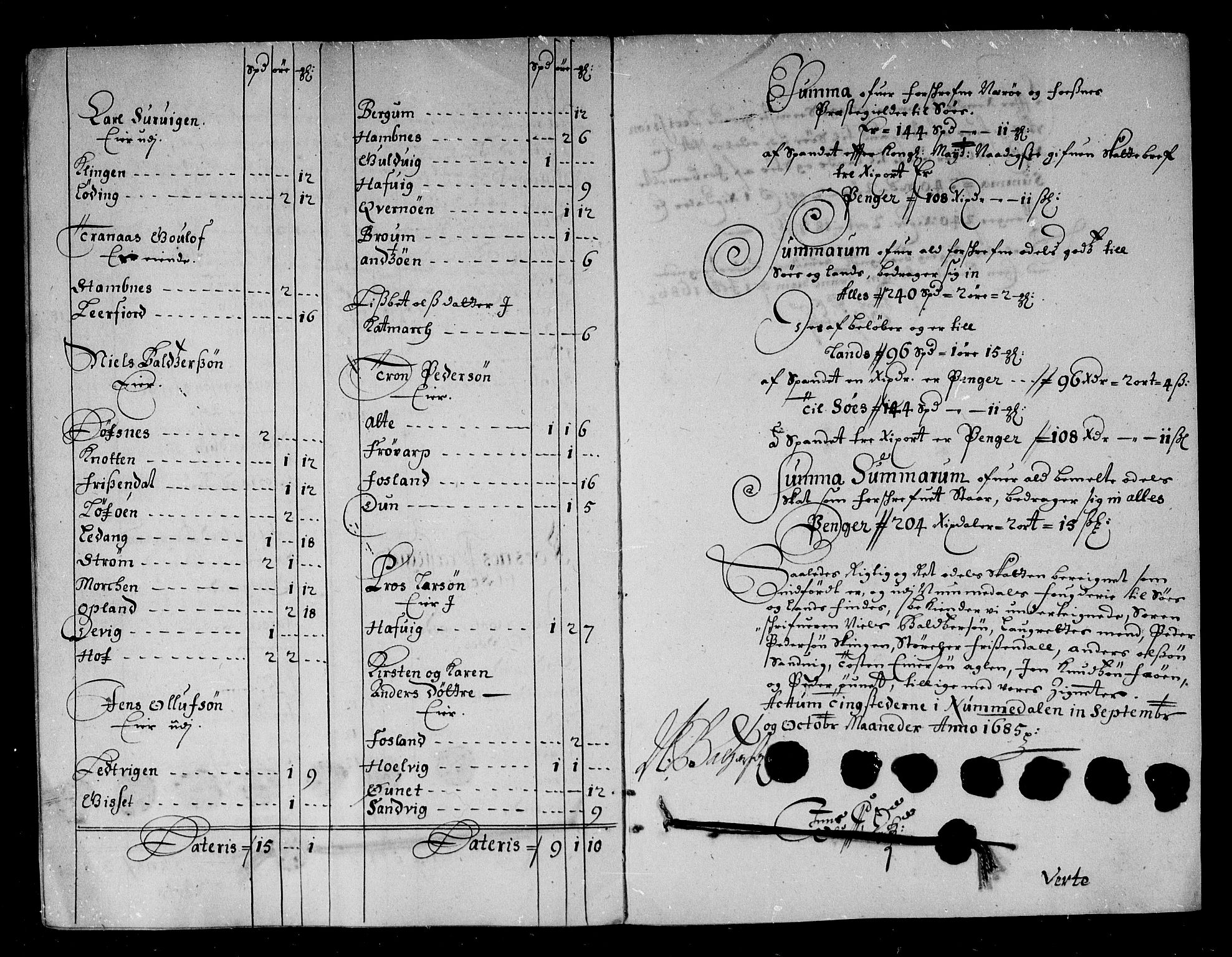 Rentekammeret inntil 1814, Reviderte regnskaper, Stiftamtstueregnskaper, Trondheim stiftamt og Nordland amt, AV/RA-EA-6044/R/Rg/L0081: Trondheim stiftamt og Nordland amt, 1685