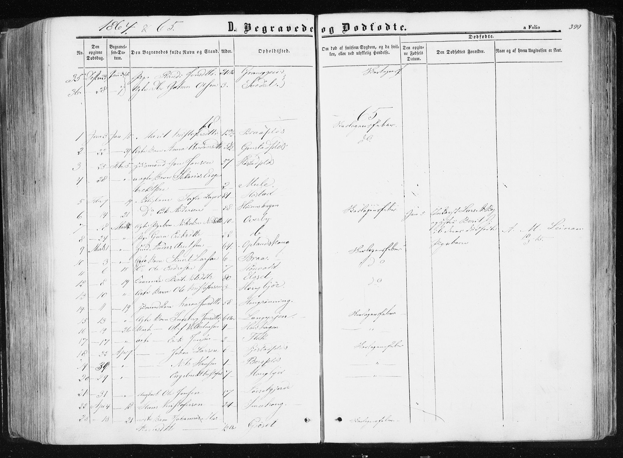 Ministerialprotokoller, klokkerbøker og fødselsregistre - Sør-Trøndelag, SAT/A-1456/612/L0377: Parish register (official) no. 612A09, 1859-1877, p. 399