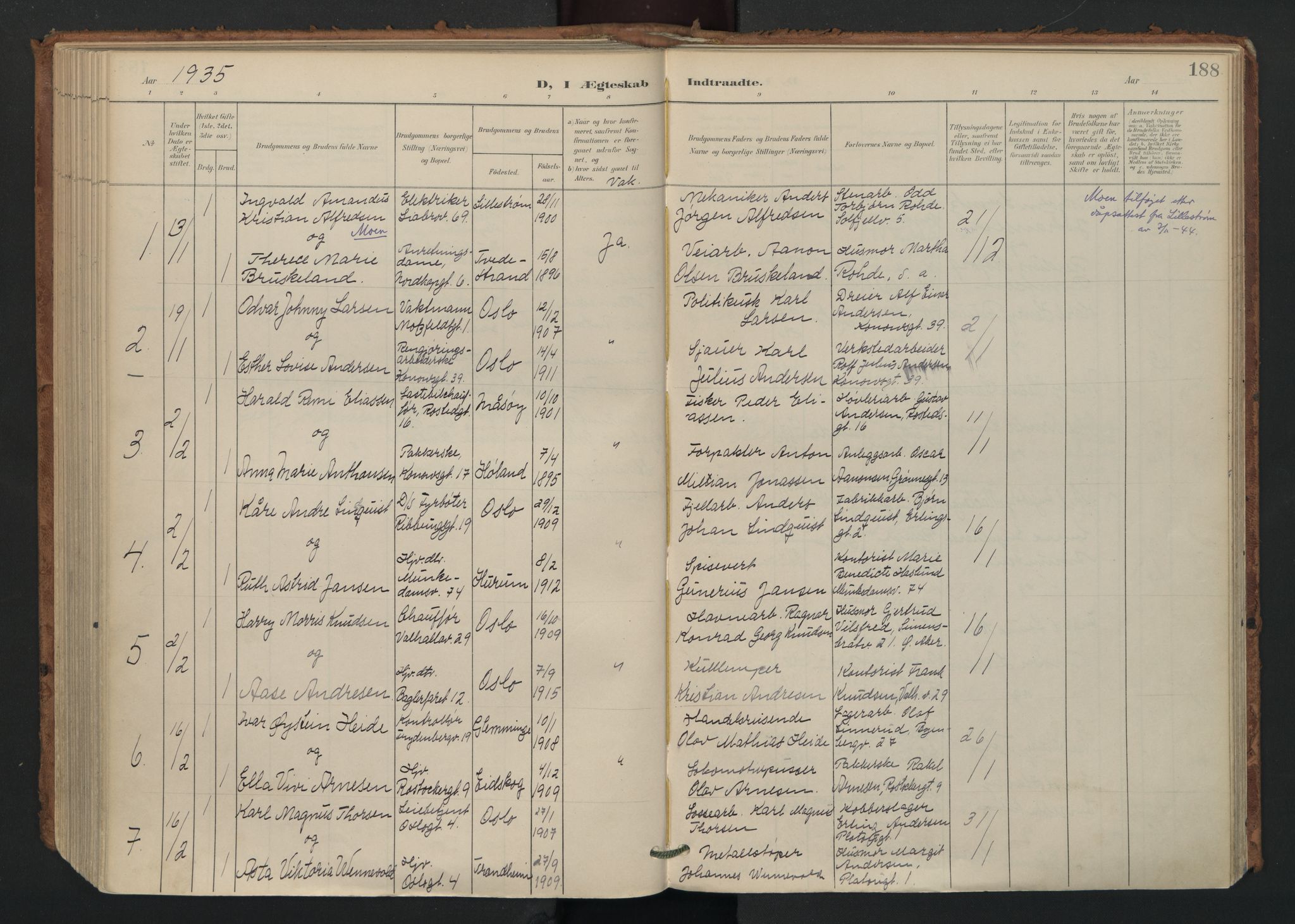 Gamlebyen prestekontor Kirkebøker, AV/SAO-A-10884/F/Fa/L0011: Parish register (official) no. 11, 1901-1939, p. 188