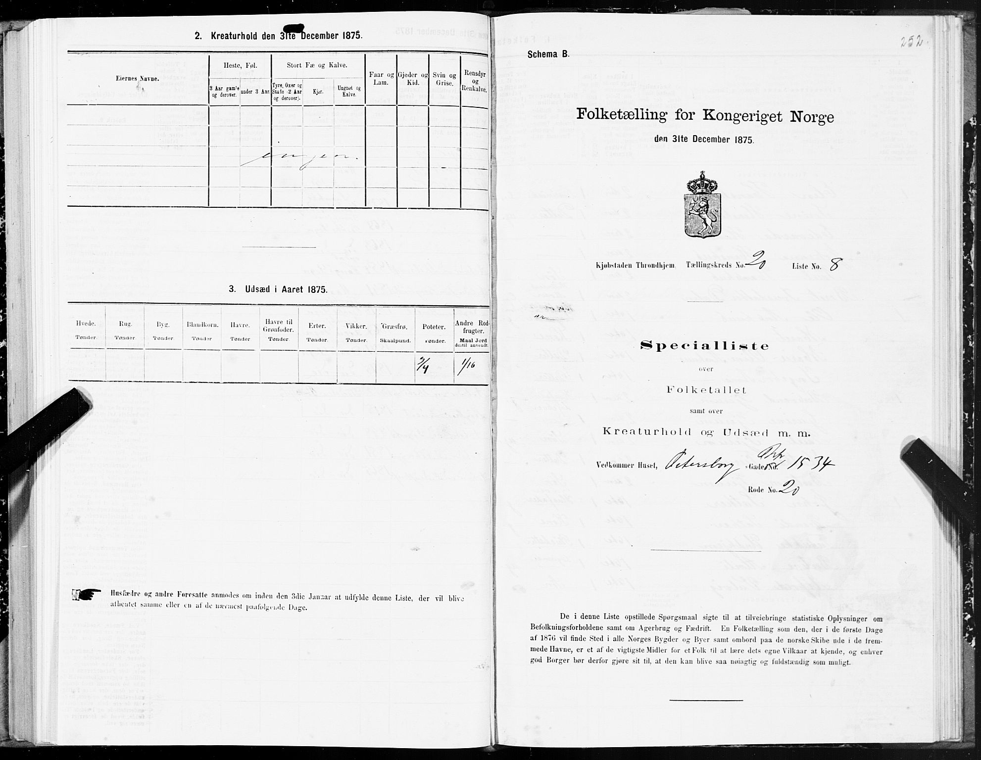 SAT, 1875 census for 1601 Trondheim, 1875, p. 10252