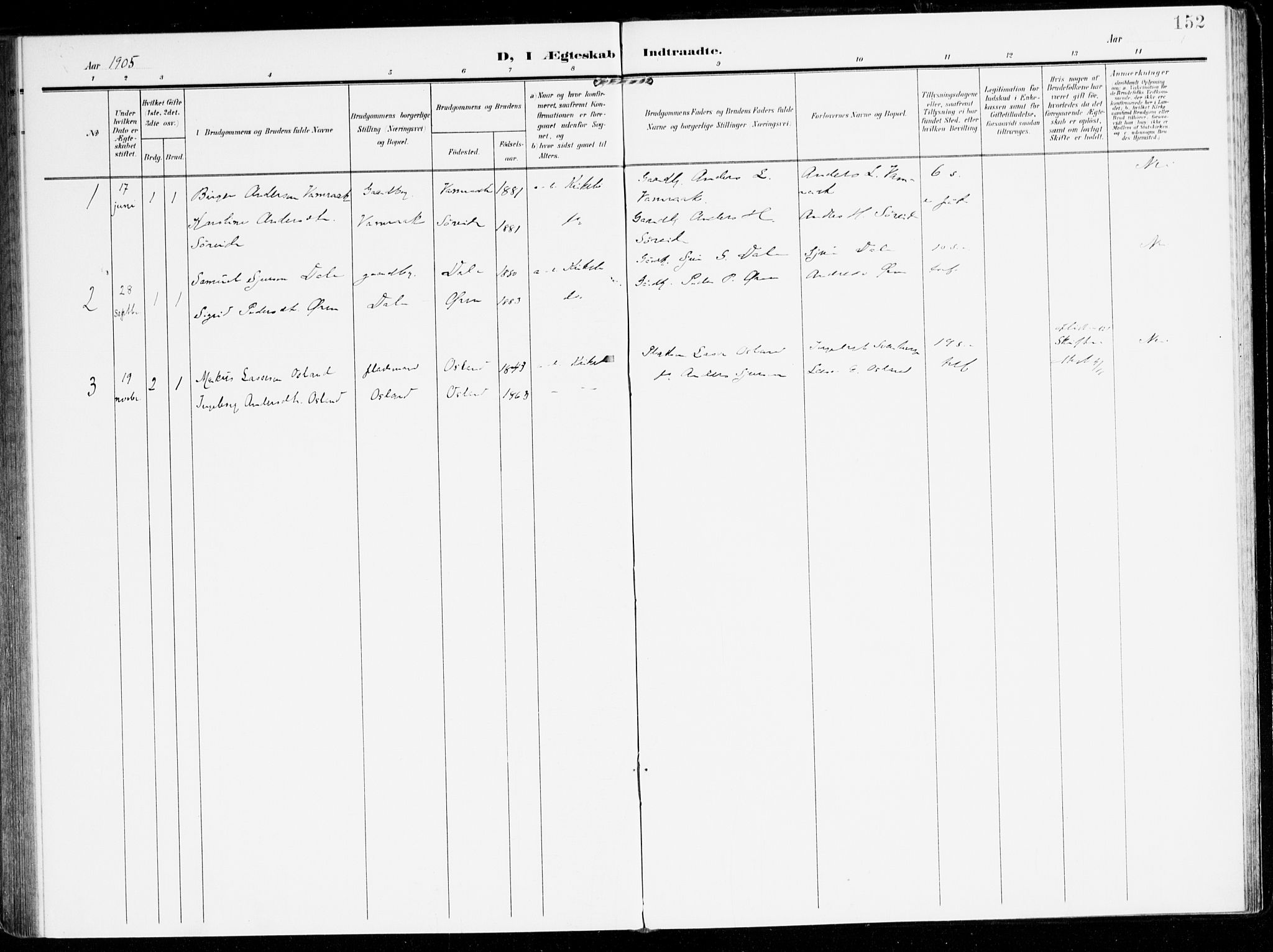 Lavik sokneprestembete, SAB/A-80901: Parish register (official) no. C 2, 1904-1921, p. 152