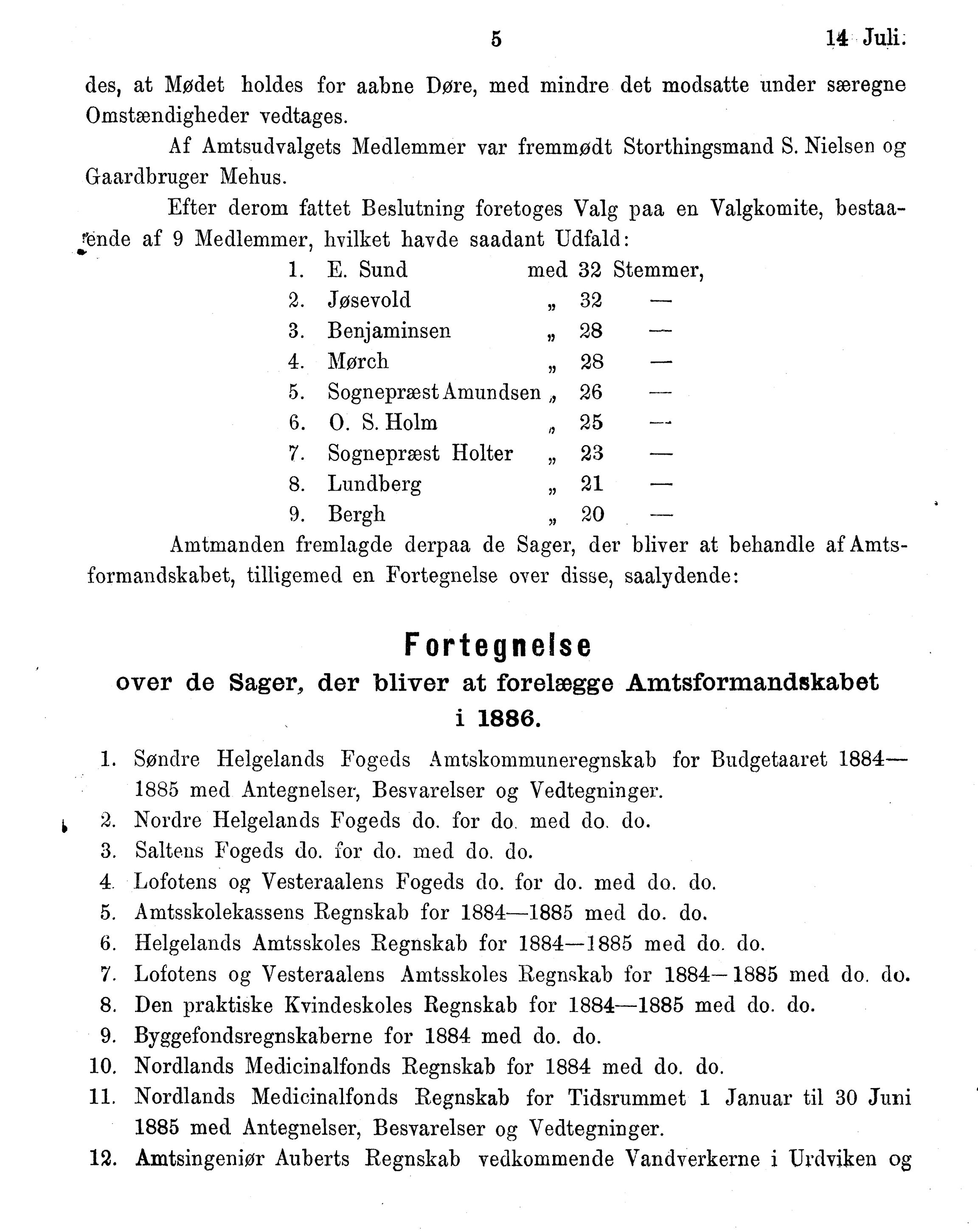 Nordland Fylkeskommune. Fylkestinget, AIN/NFK-17/176/A/Ac/L0015: Fylkestingsforhandlinger 1886-1890, 1886-1890