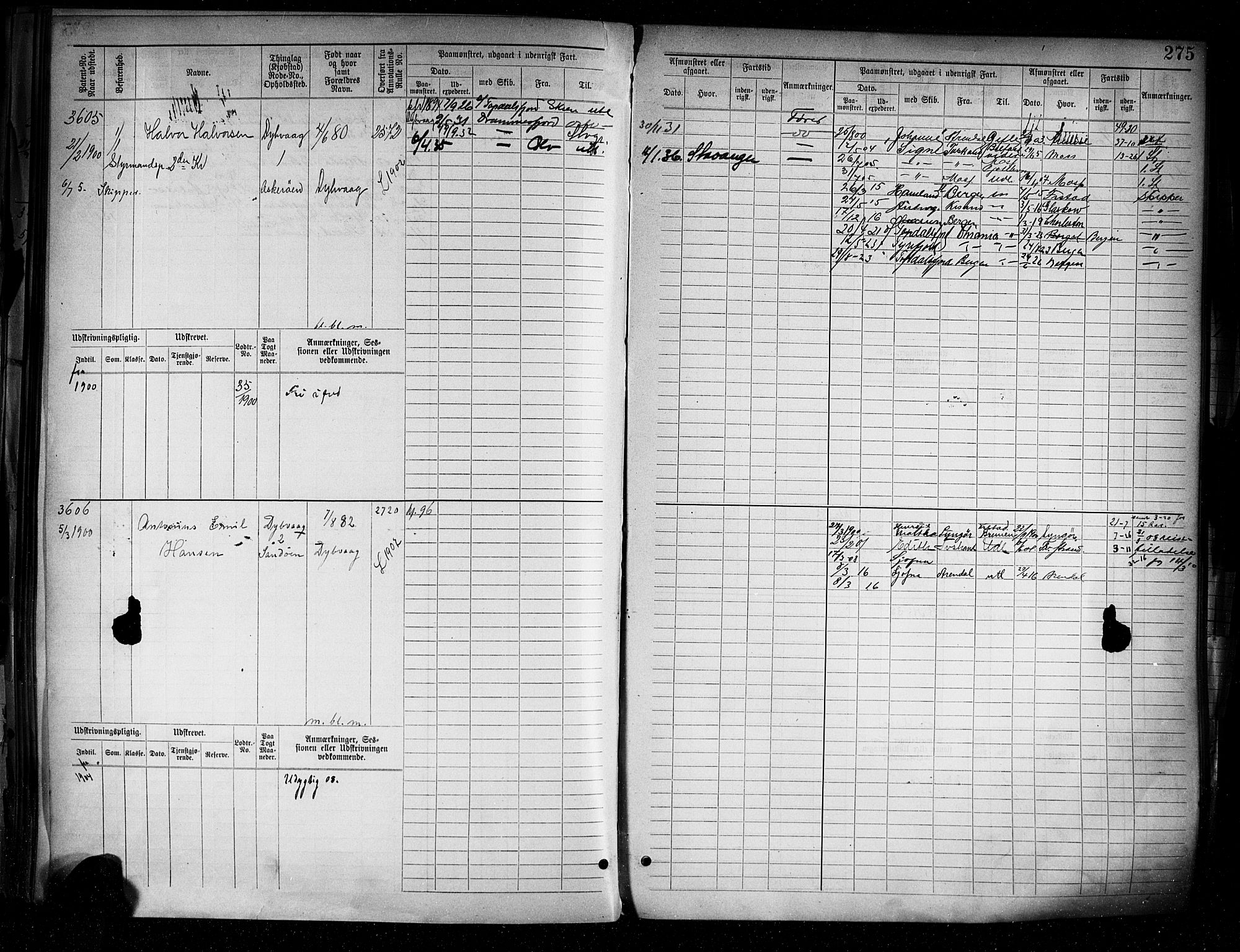 Tvedestrand mønstringskrets, AV/SAK-2031-0011/F/Fb/L0005: Hovedrulle A nr 3057-3817, R-6, 1890-1920, p. 281