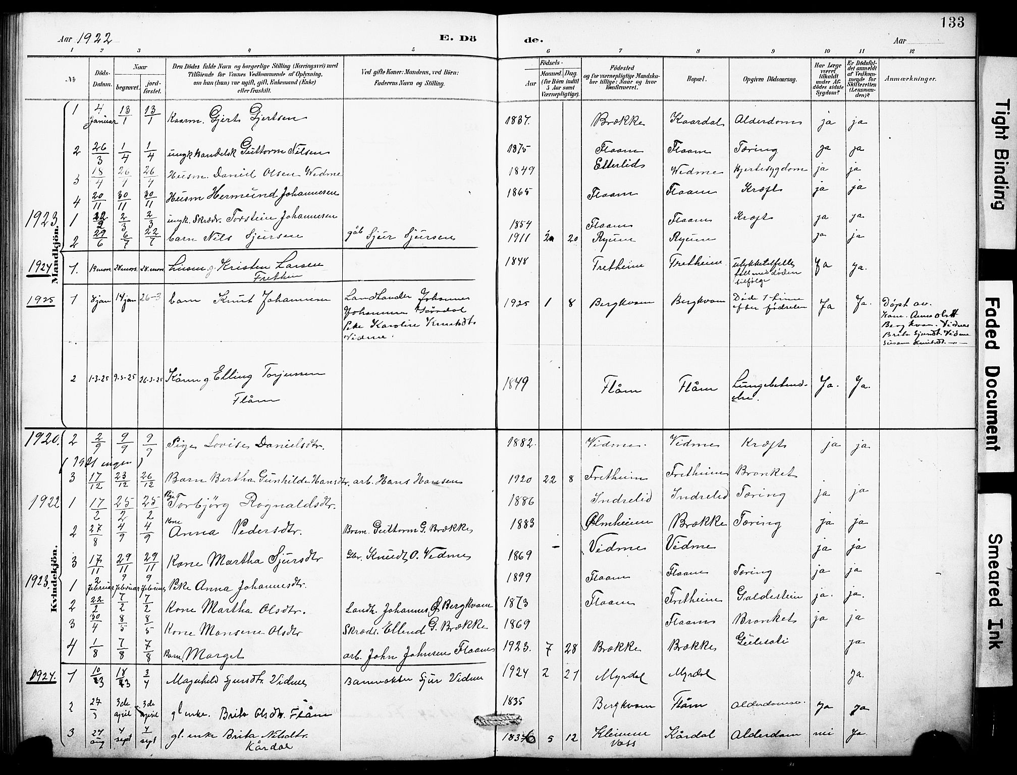 Aurland sokneprestembete, SAB/A-99937/H/Hb/Hbb/L0002: Parish register (copy) no. B 2, 1887-1929, p. 133
