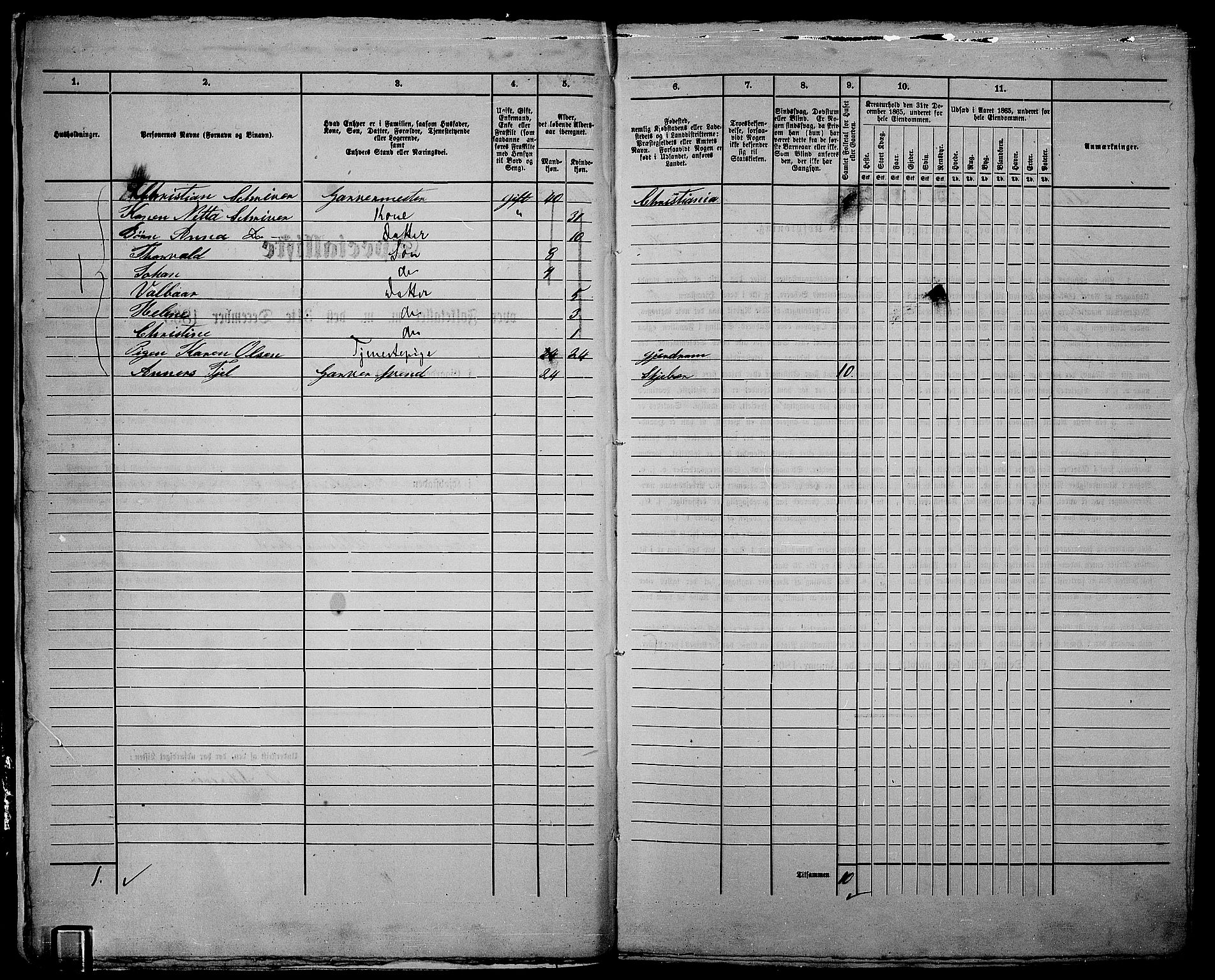 RA, 1865 census for Kristiania, 1865, p. 3640