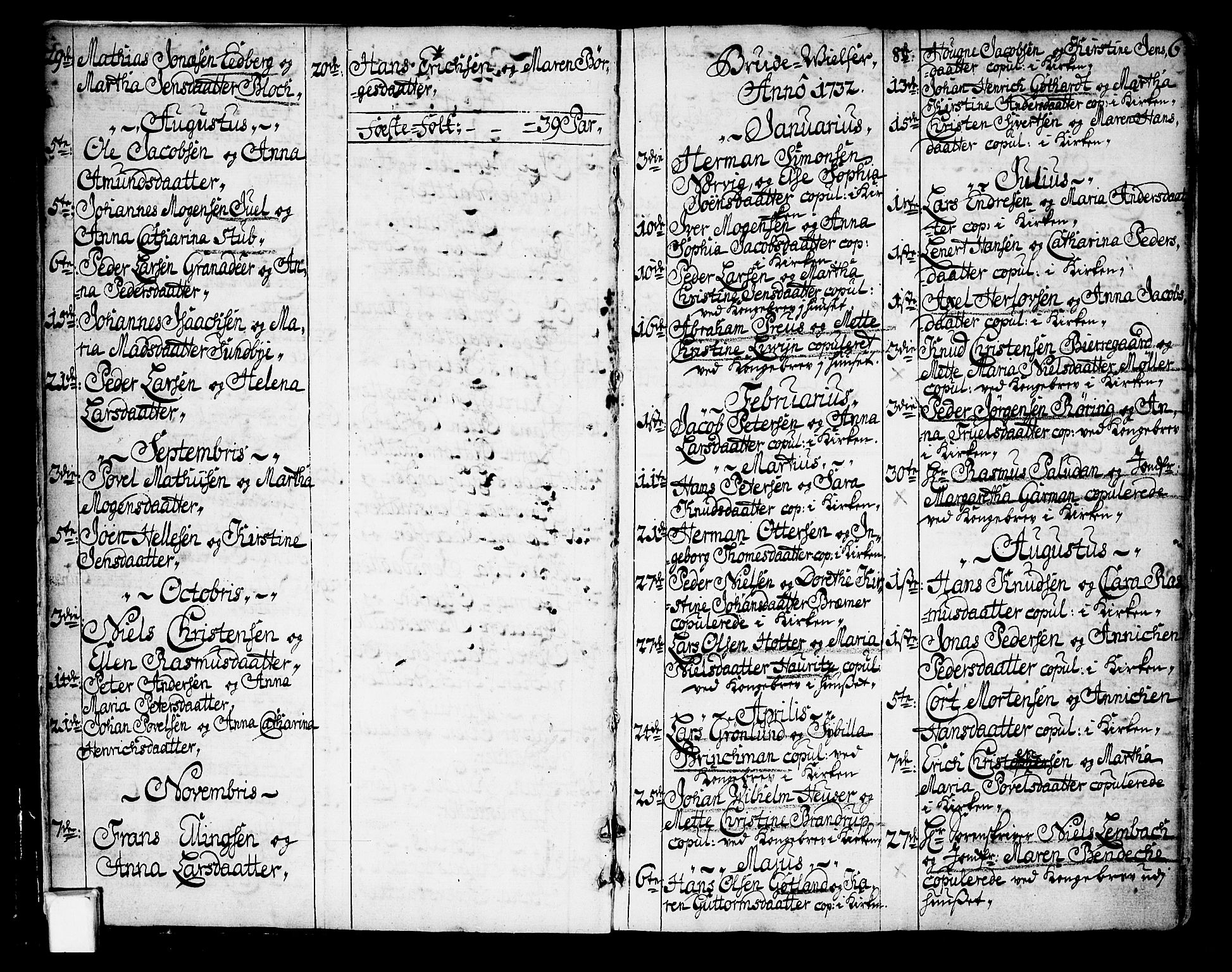 Oslo domkirke Kirkebøker, AV/SAO-A-10752/F/Fa/L0003: Parish register (official) no. 3, 1731-1743, p. 6