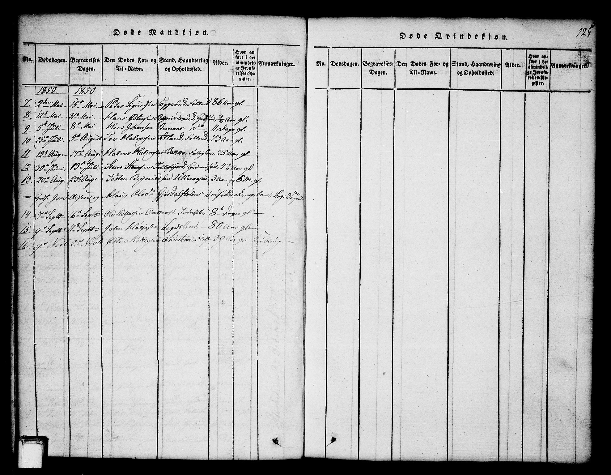 Tinn kirkebøker, SAKO/A-308/G/Ga/L0001: Parish register (copy) no. I 1, 1815-1850, p. 125