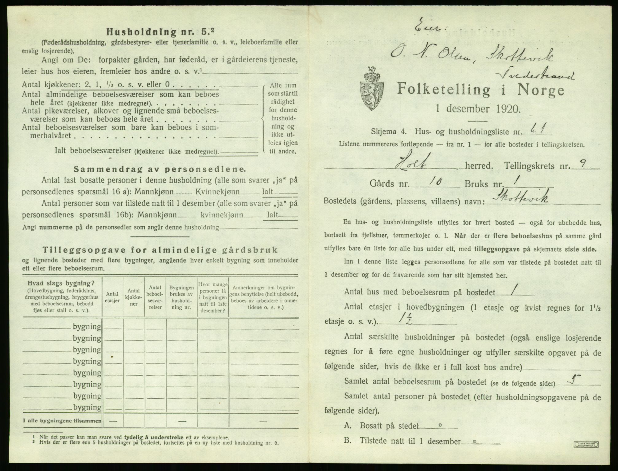 SAK, 1920 census for Holt, 1920, p. 896