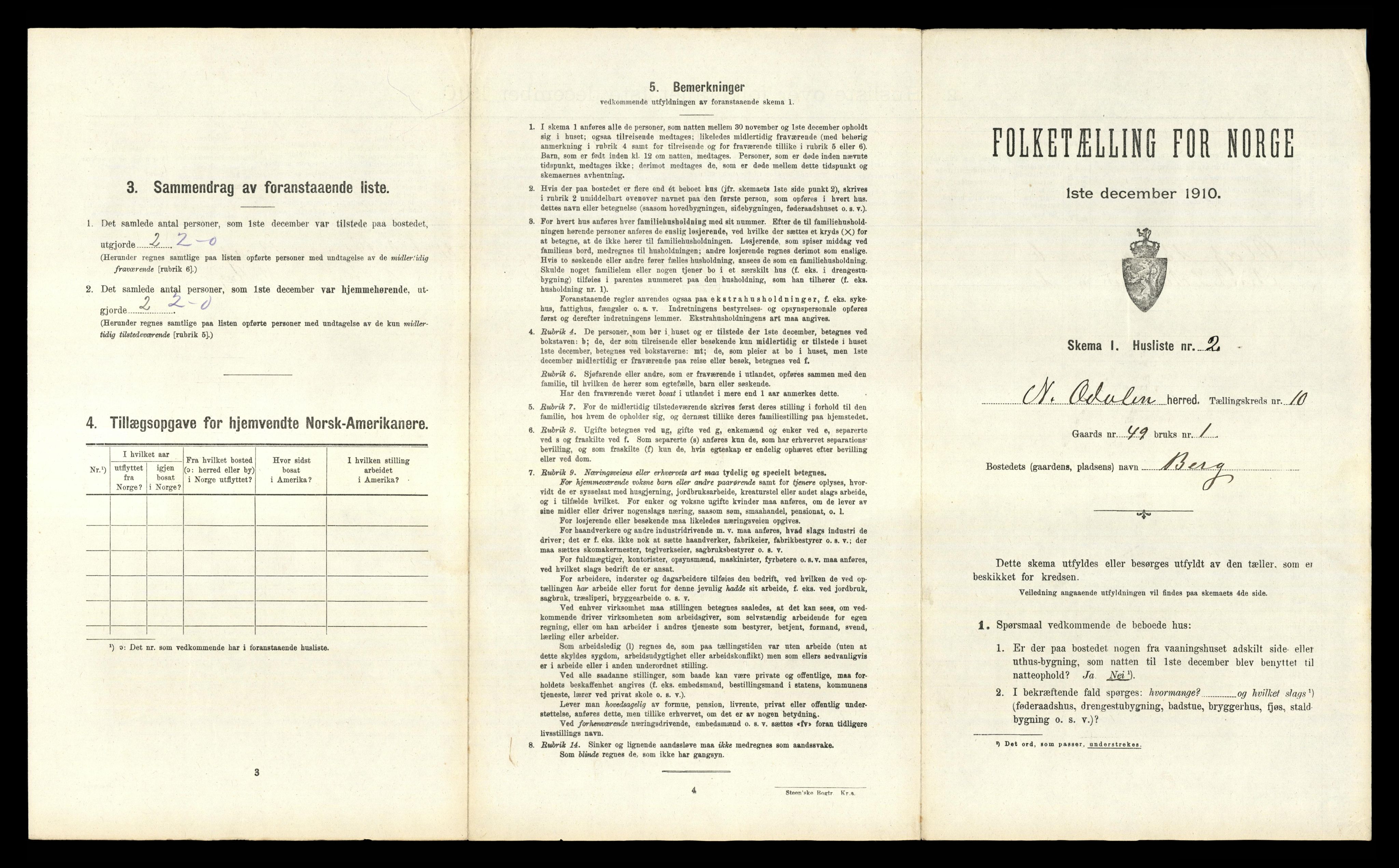 RA, 1910 census for Nord-Odal, 1910, p. 1103