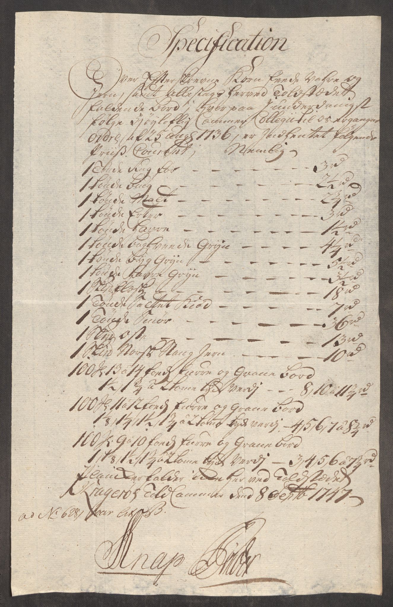 Rentekammeret inntil 1814, Realistisk ordnet avdeling, AV/RA-EA-4070/Oe/L0003: [Ø1]: Priskuranter, 1745-1748, p. 592