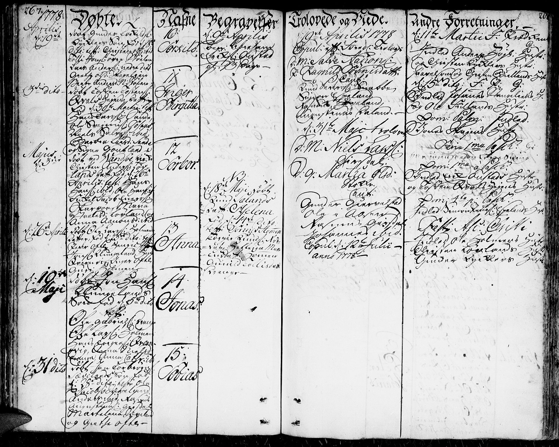 Herad sokneprestkontor, AV/SAK-1111-0018/F/Fa/Faa/L0001: Parish register (official) no. A 1 /1, 1768-1799, p. 267-268