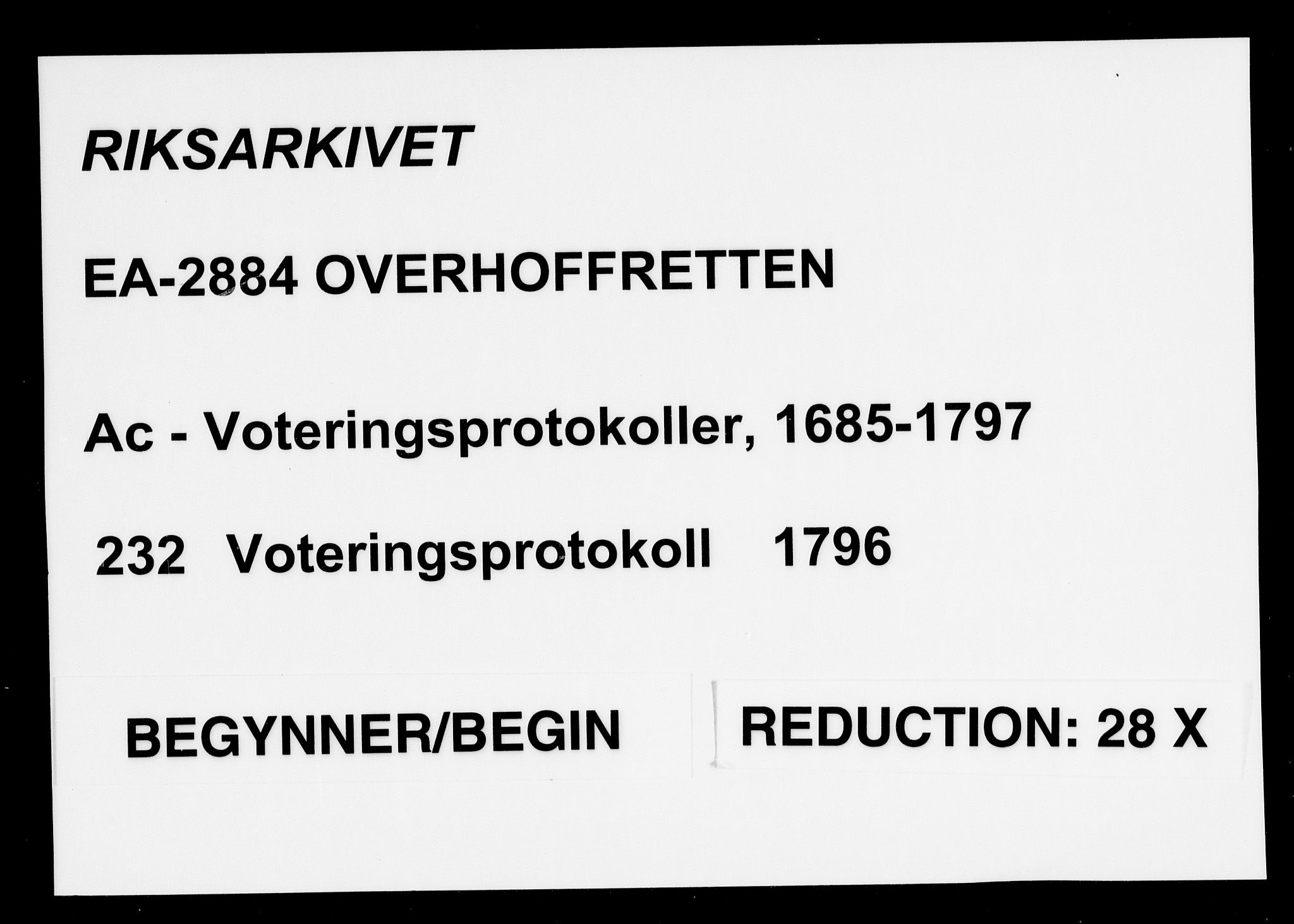 Overhoffretten 1667-1797, RA/EA-2884/Ac/L0232: Voteringsprotokoll, 1796