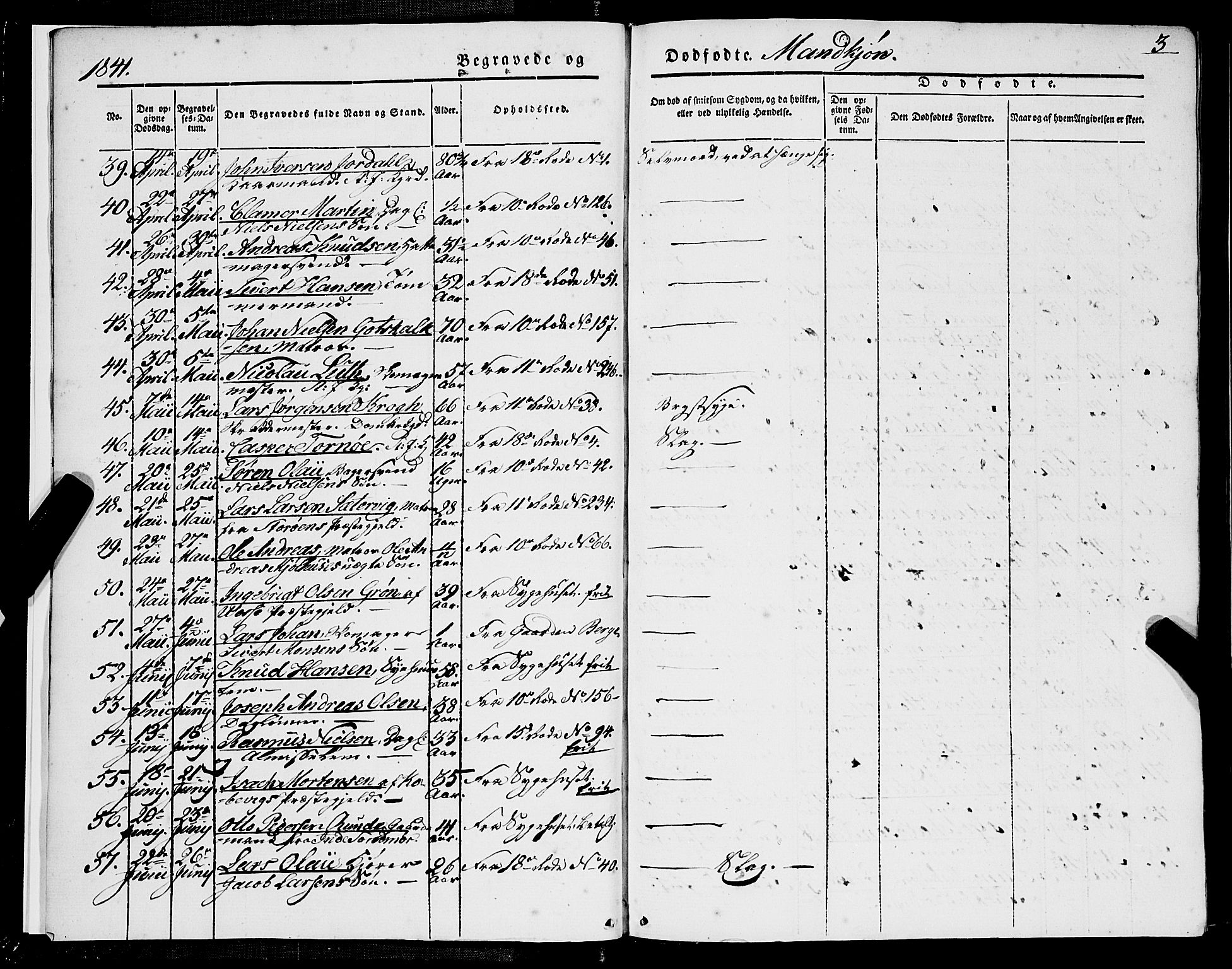 Domkirken sokneprestembete, SAB/A-74801/H/Haa/L0040: Parish register (official) no. E 1, 1841-1853, p. 3