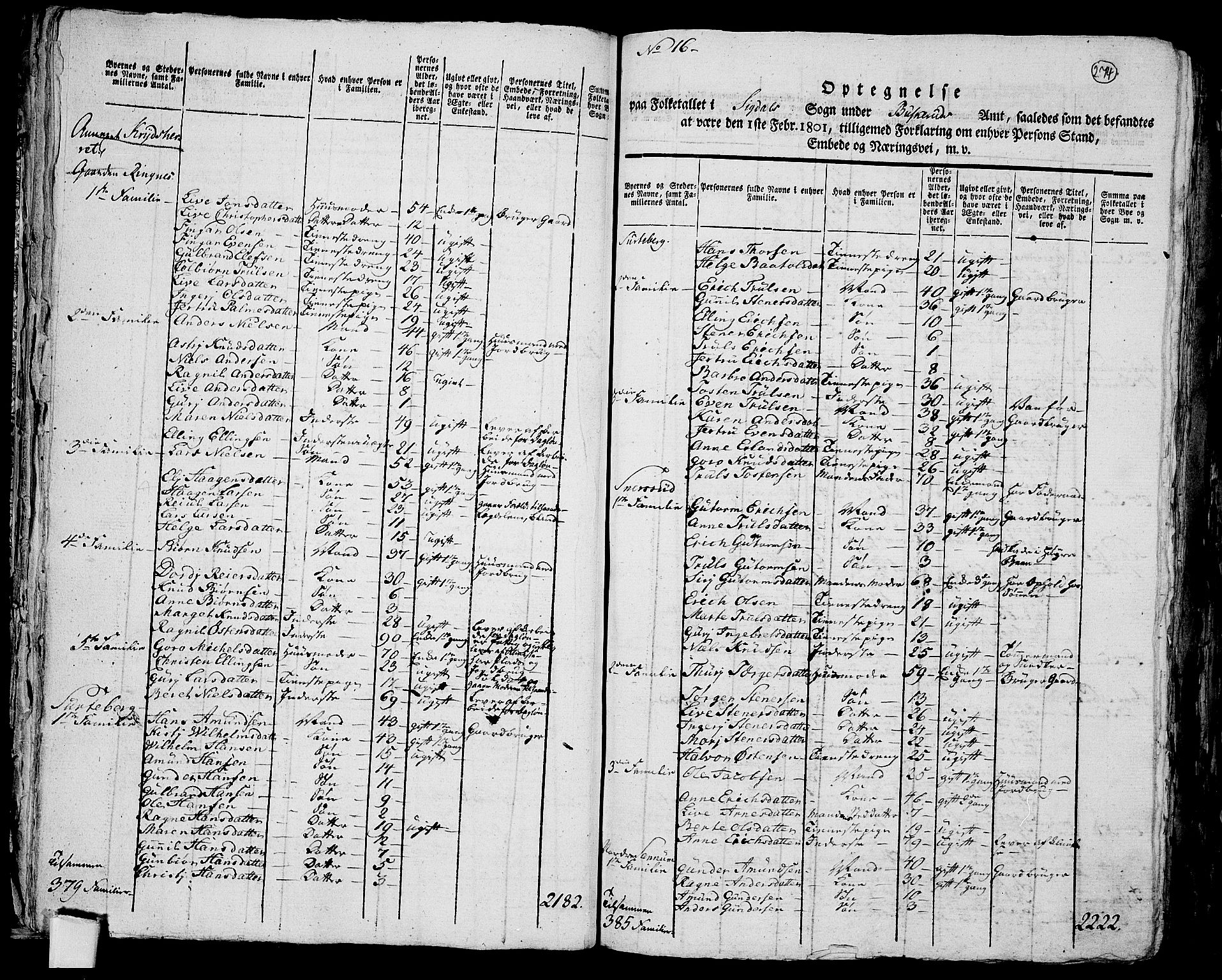 RA, 1801 census for 0621P Sigdal, 1801, p. 273b-274a