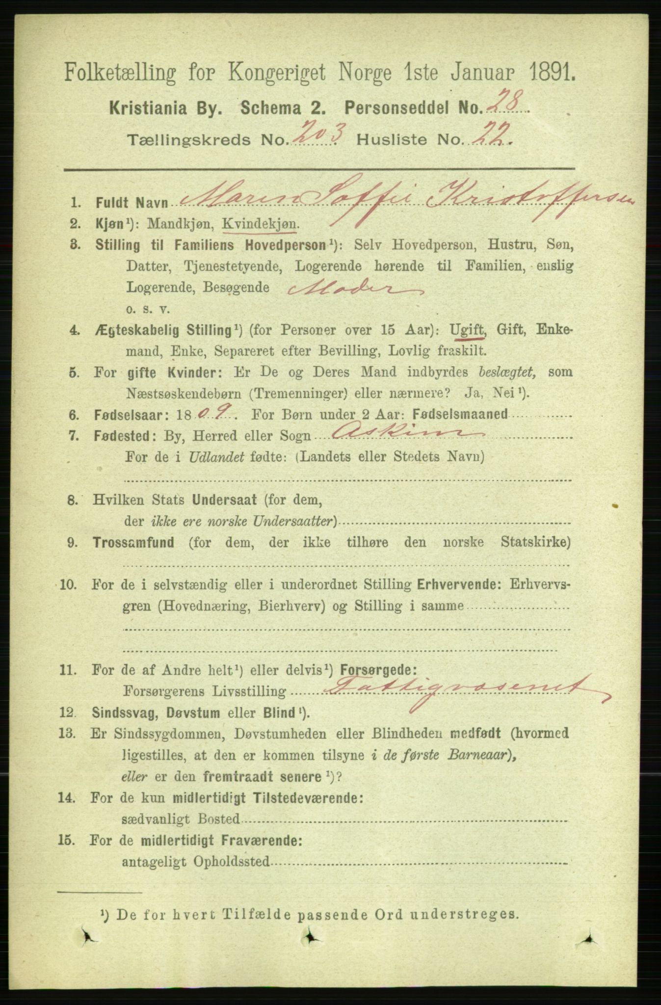 RA, 1891 census for 0301 Kristiania, 1891, p. 122466