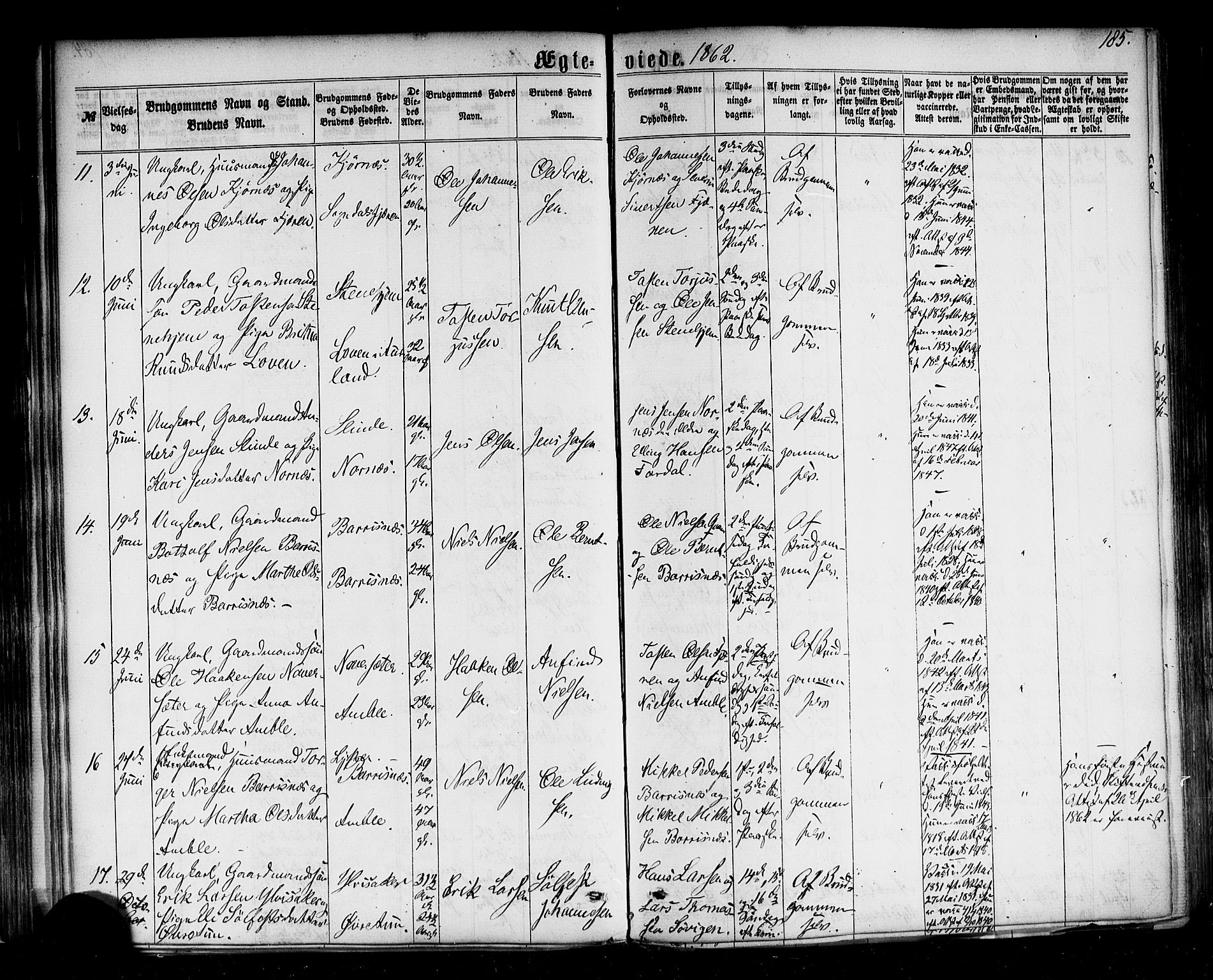 Sogndal sokneprestembete, AV/SAB-A-81301/H/Haa/Haaa/L0013: Parish register (official) no. A 13, 1859-1877, p. 185