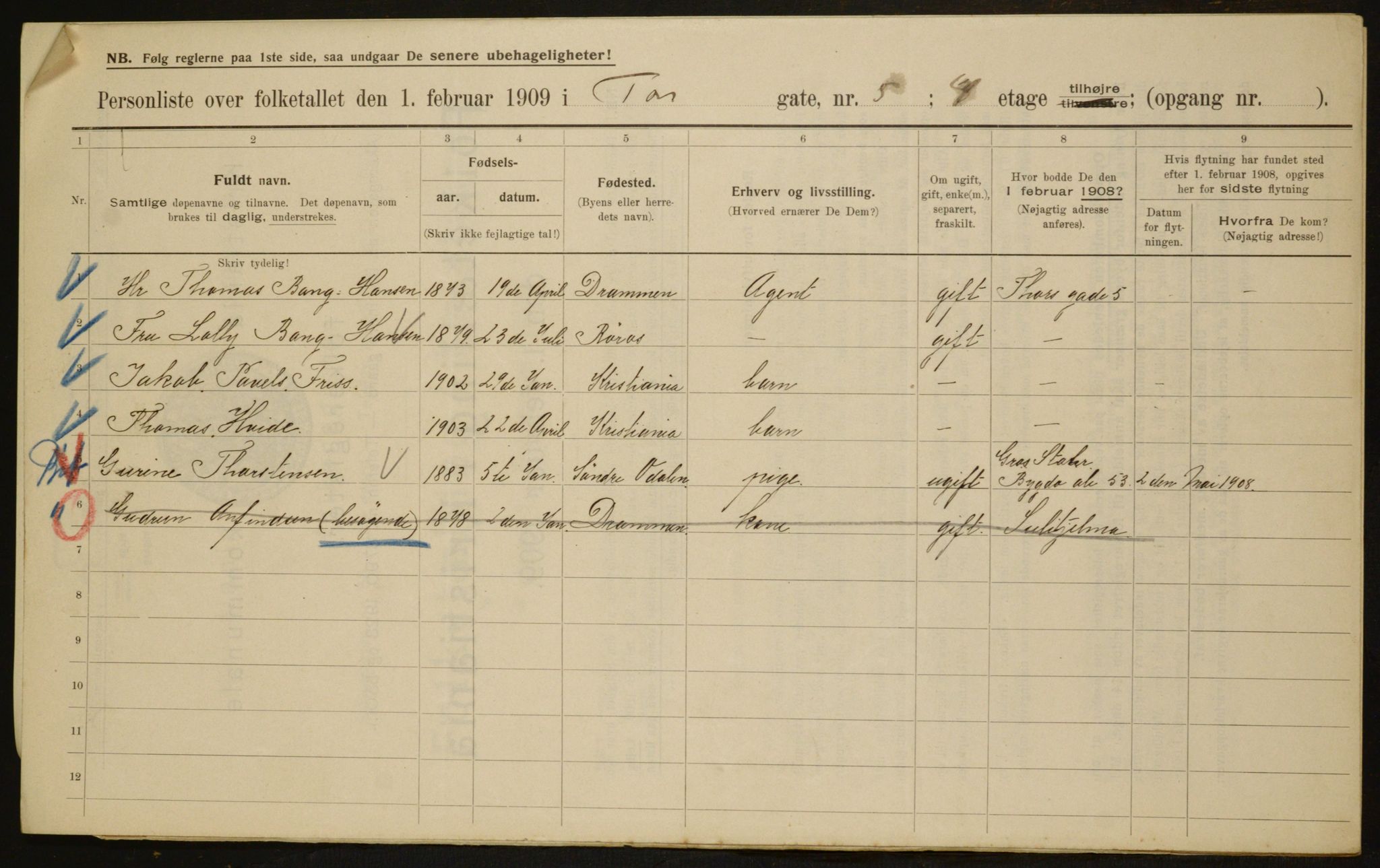 OBA, Municipal Census 1909 for Kristiania, 1909, p. 103789