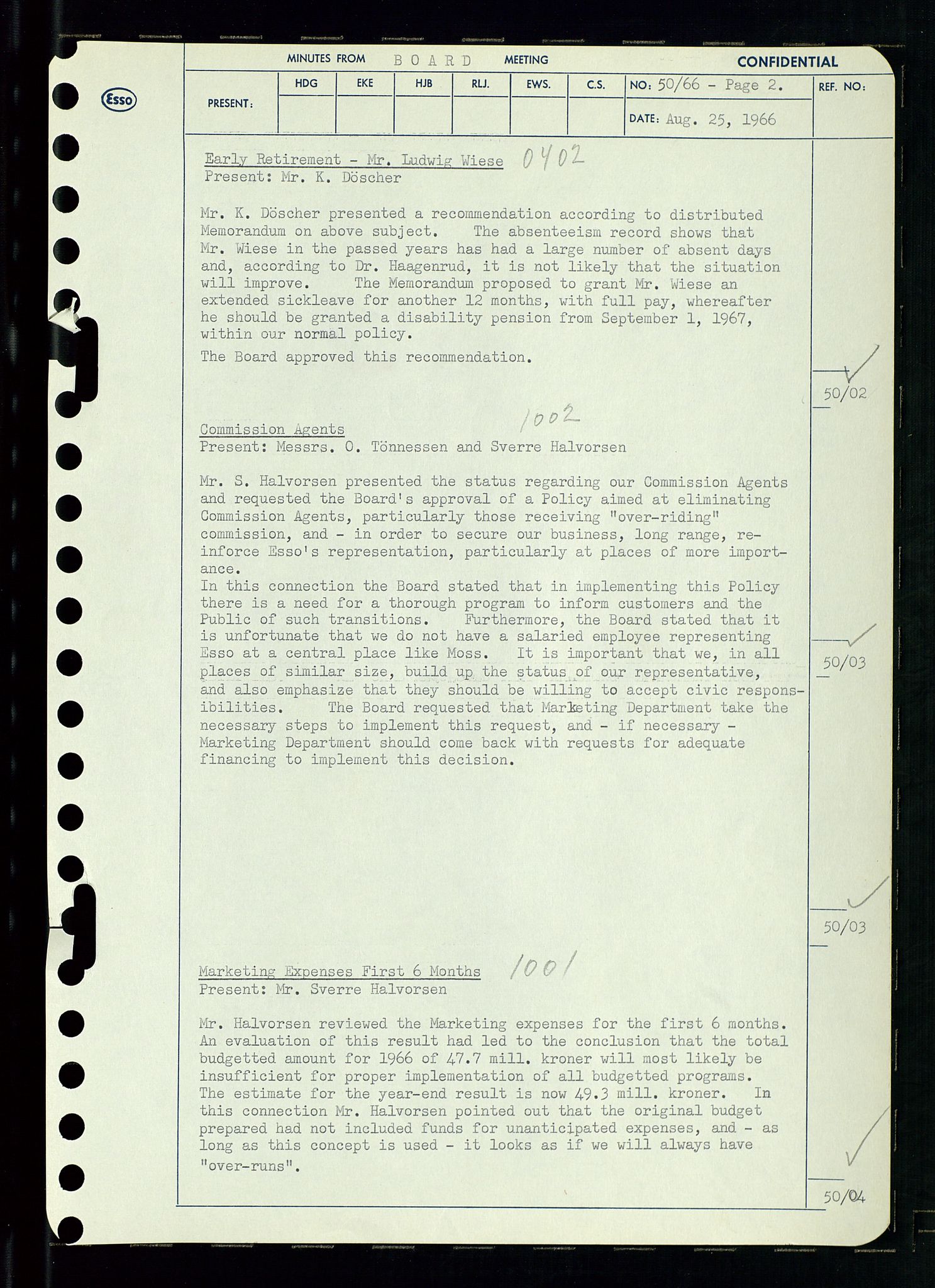 Pa 0982 - Esso Norge A/S, AV/SAST-A-100448/A/Aa/L0002/0002: Den administrerende direksjon Board minutes (styrereferater) / Den administrerende direksjon Board minutes (styrereferater), 1966, p. 106