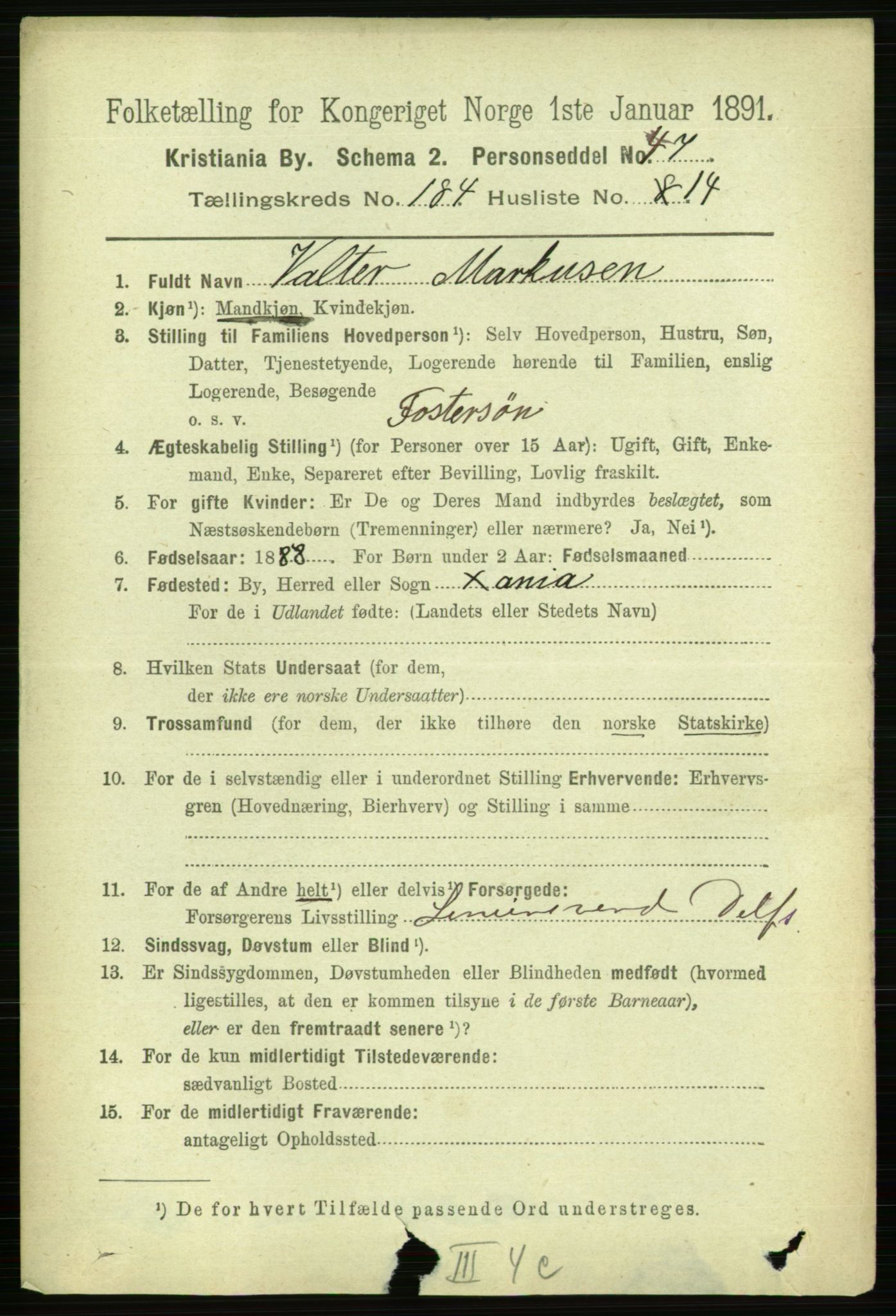 RA, 1891 census for 0301 Kristiania, 1891, p. 110623