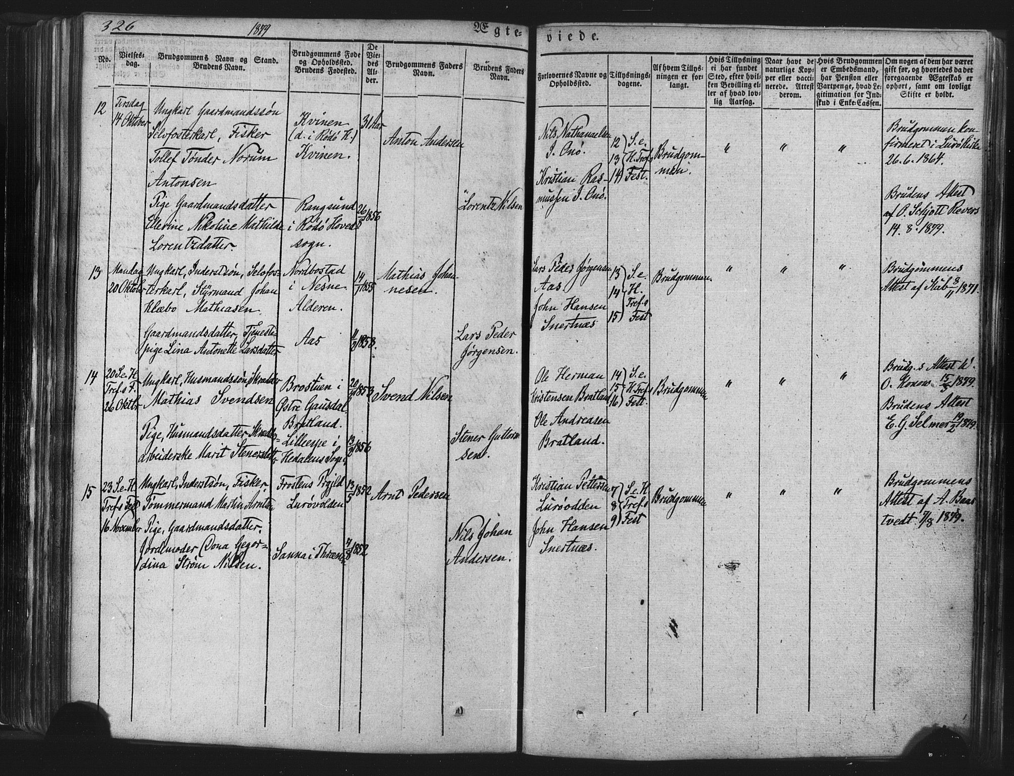 Ministerialprotokoller, klokkerbøker og fødselsregistre - Nordland, AV/SAT-A-1459/839/L0567: Parish register (official) no. 839A04, 1863-1879, p. 326